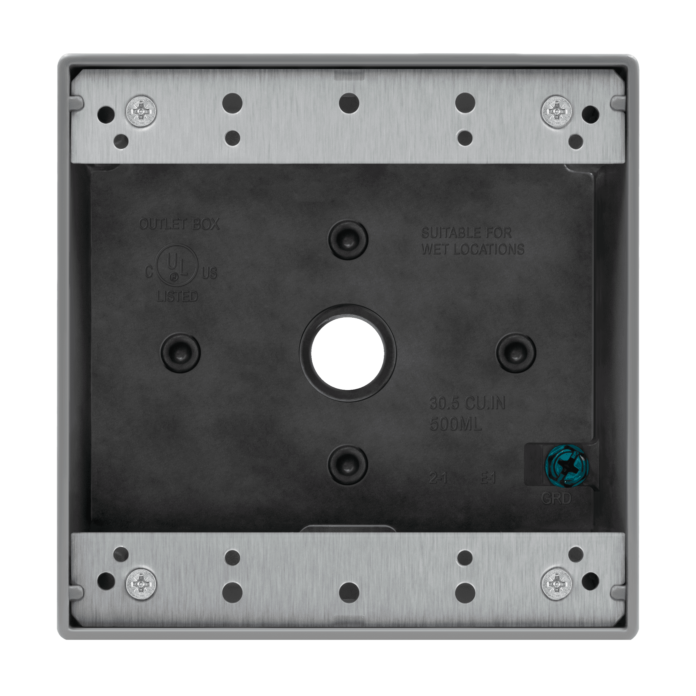 1/2 in. 2-Gang 5-Holes Weatherproof Box - Gray
