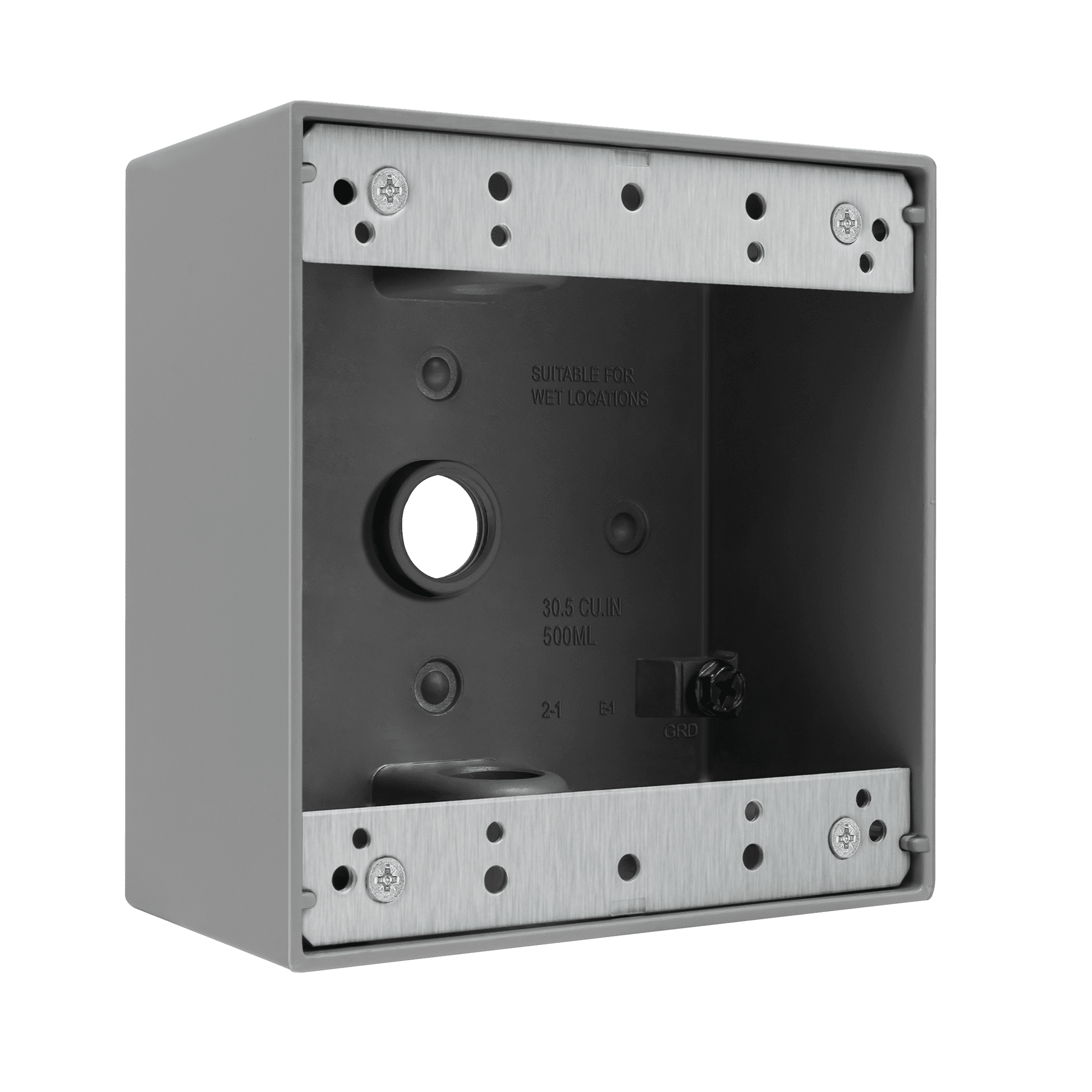 1/2 in. 2-Gang 5-Holes Weatherproof Box - Gray view 2