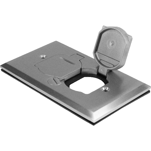 1-Gang Floor Box Cover With Flip Lid - Nickel-Plated-Brass