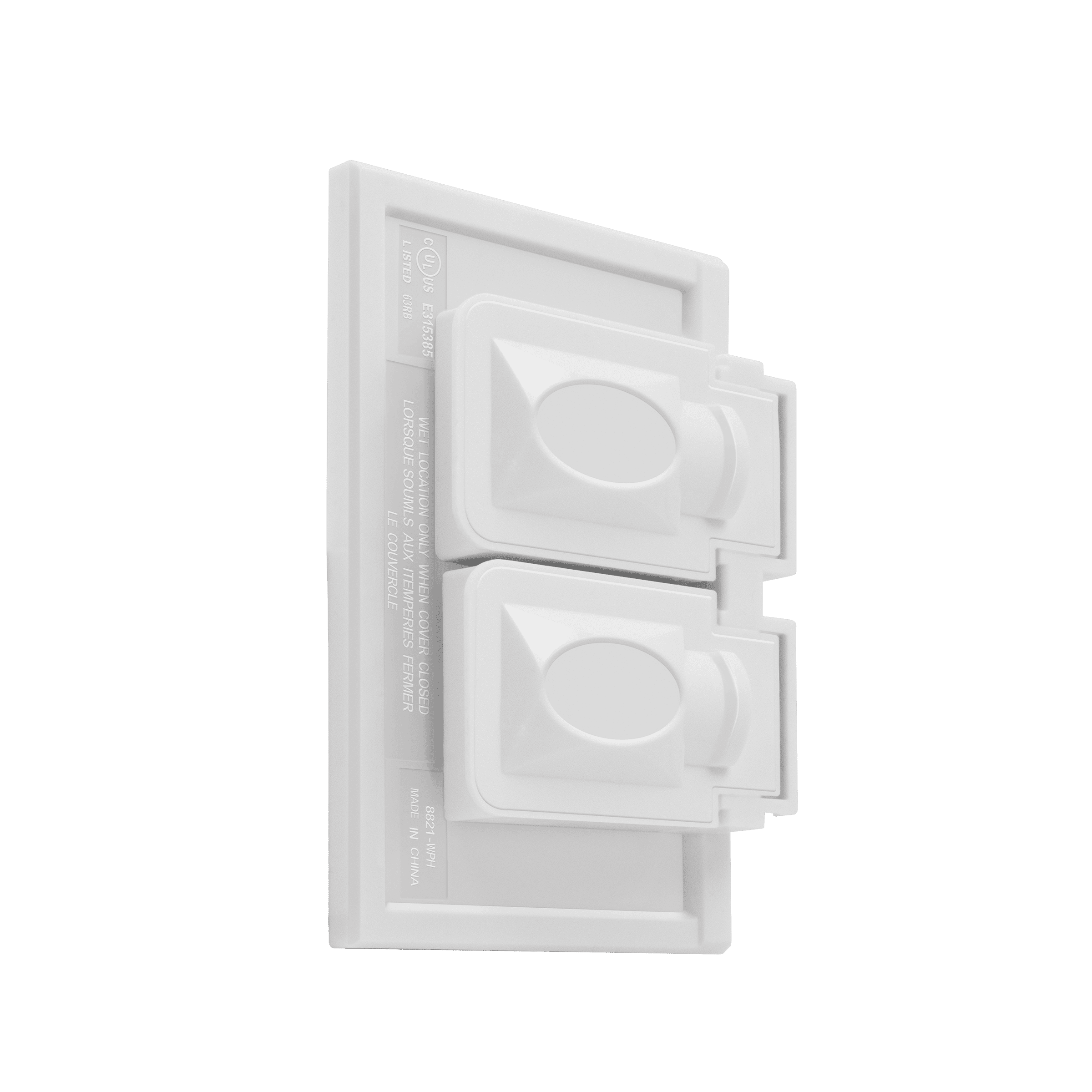 1-Gang Weatherproof Duplex Horizontal Mount Wall Plate - White view 2