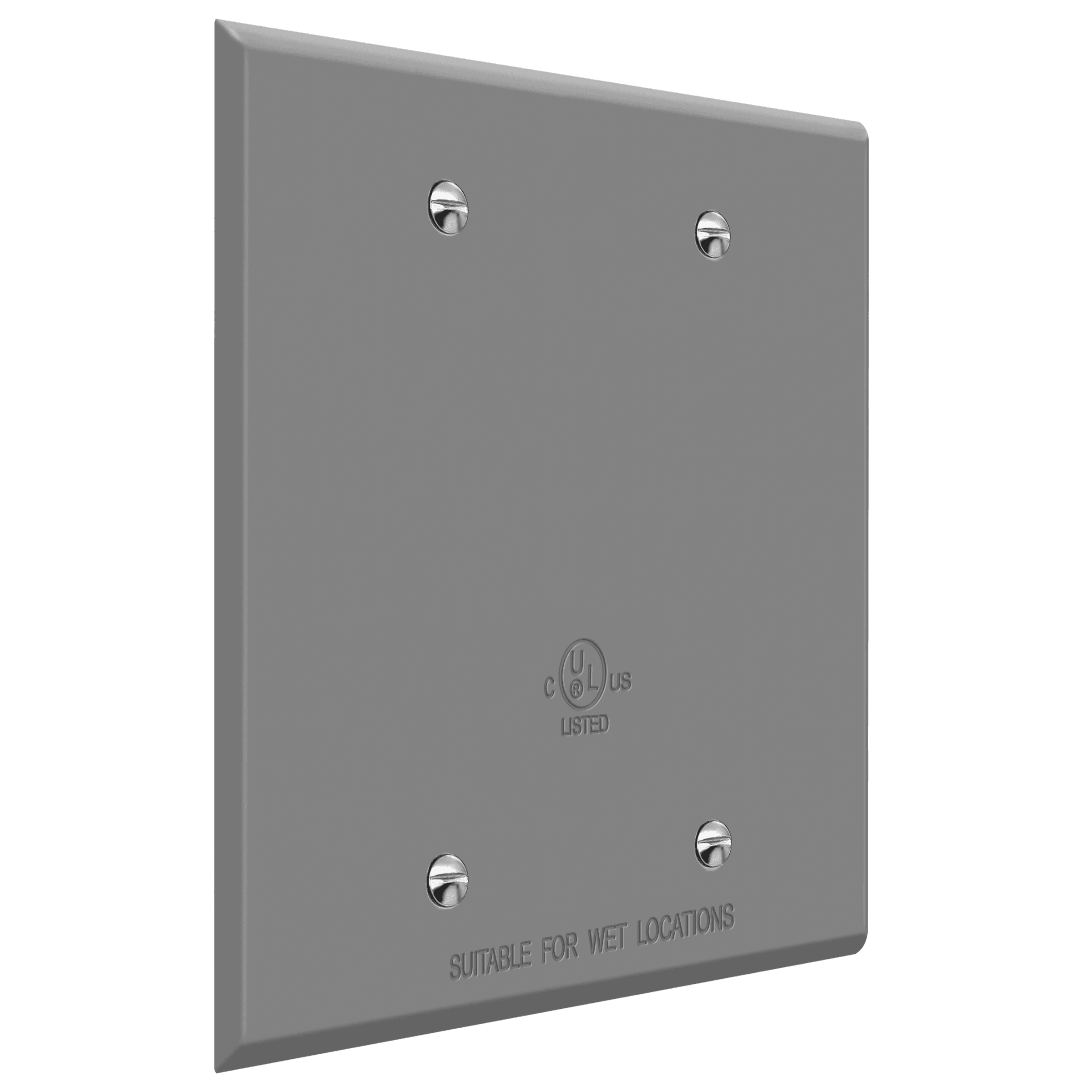 2-Gang Weatherproof Metal Blank Wall Plate - Gray view 2