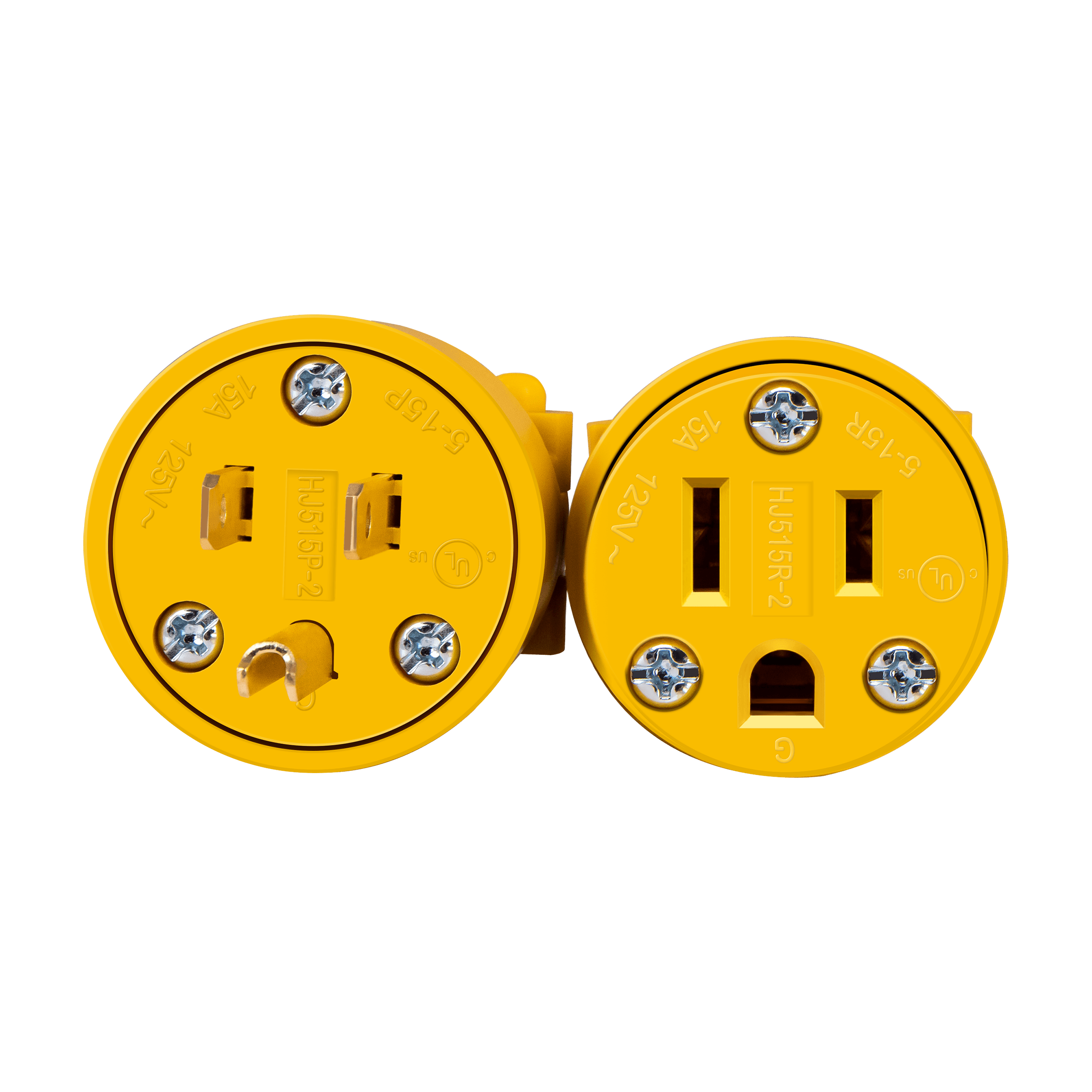 15 Amp 125Volt 60 Hz Straight Blade Plug and Connector Combo NEMA 5-15P/R - Yellow