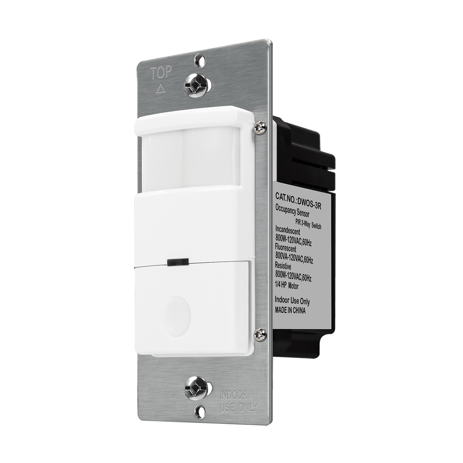 180° PIR Occupancy/Vacancy Motion Sensor Wall Switch, Neutral Wire Required, Single Pole or 3-Way - White view 2