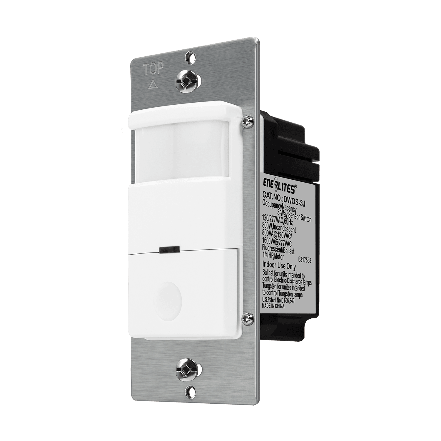 180° PIR Occupancy/Vacancy Motion Sensor Wall Switch, Secured Ground Wire Required, Single Pole or 3-Way - White view 2