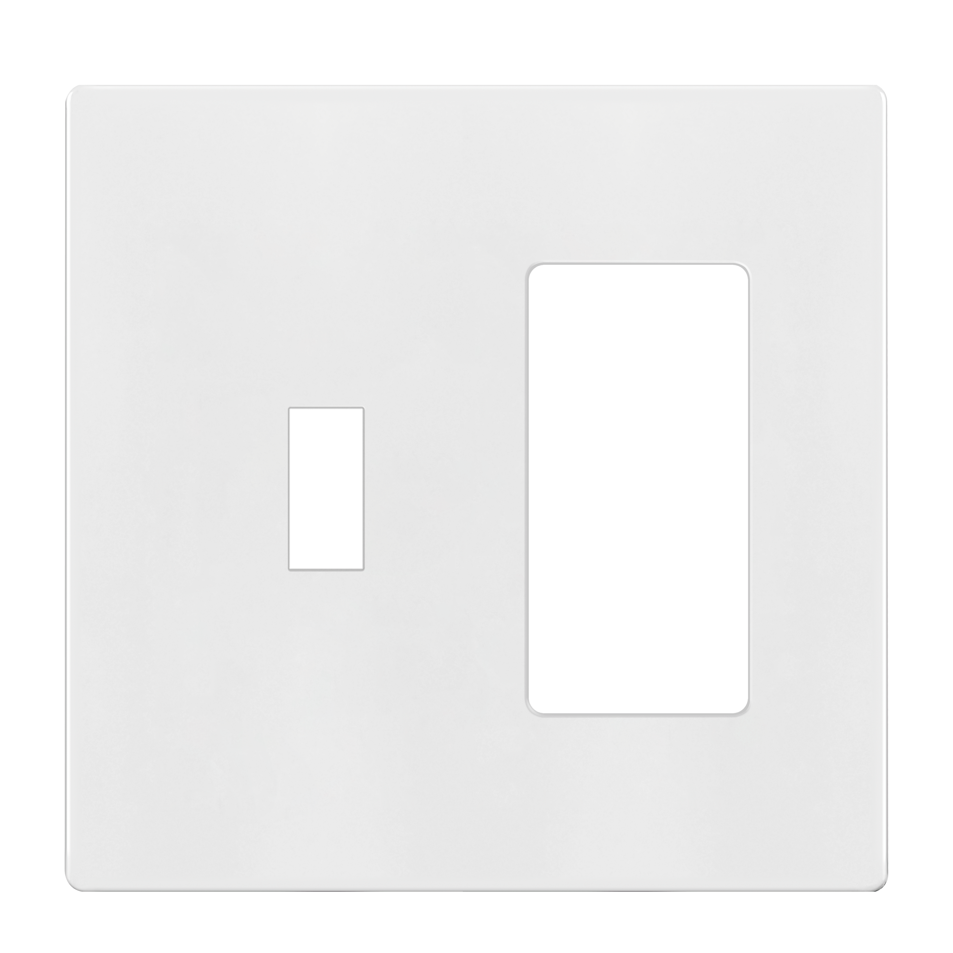 2 Gang Screwless Toggle and Decorator/GFCI Receptacle Wall Plate - White