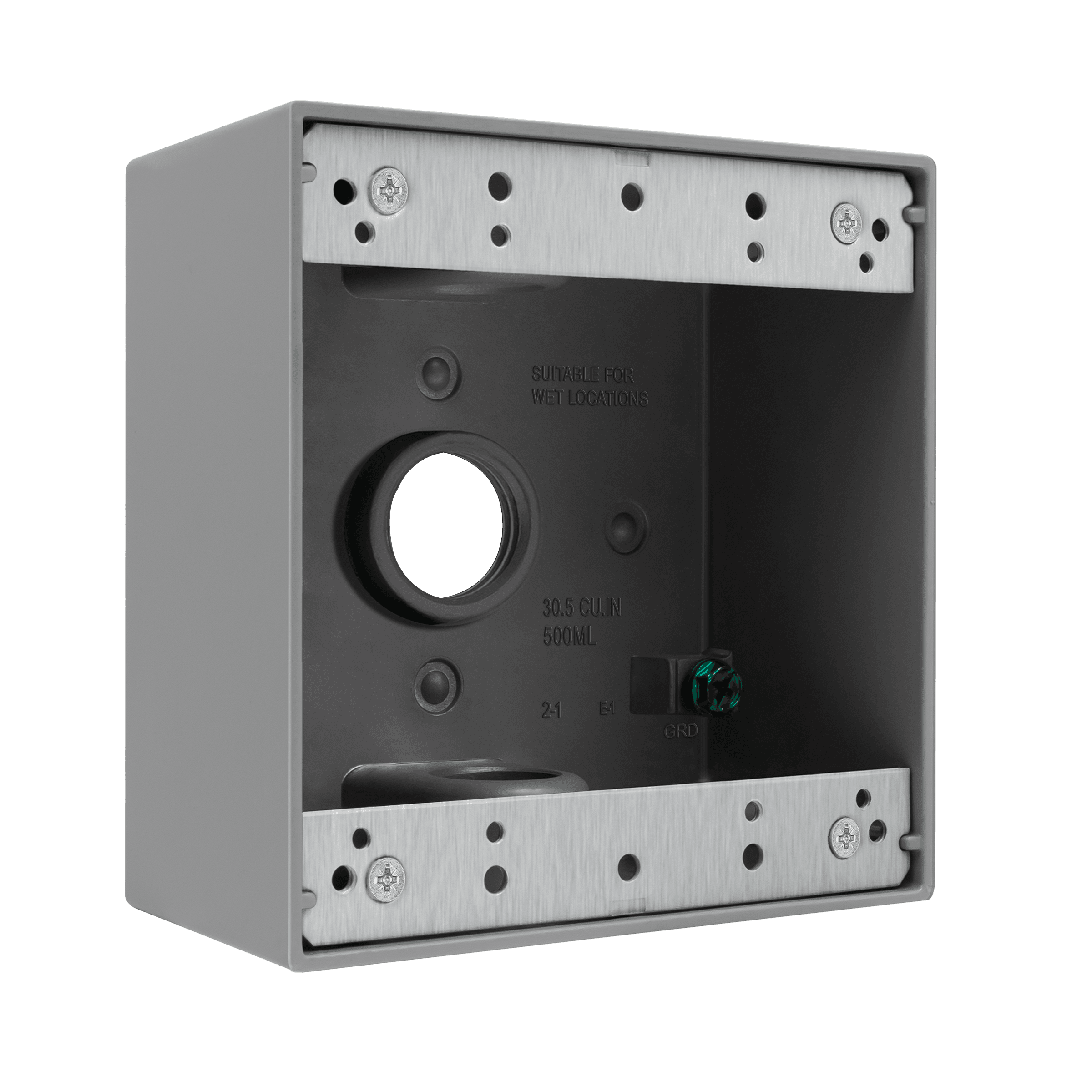 3/4 in. 2-Gang 3-Holes Weatherproof Box - Gray view 2