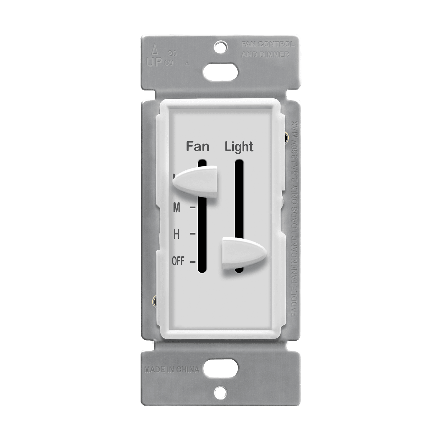 3-Speed Control and LED Dimmer Slider, Single Pole - White