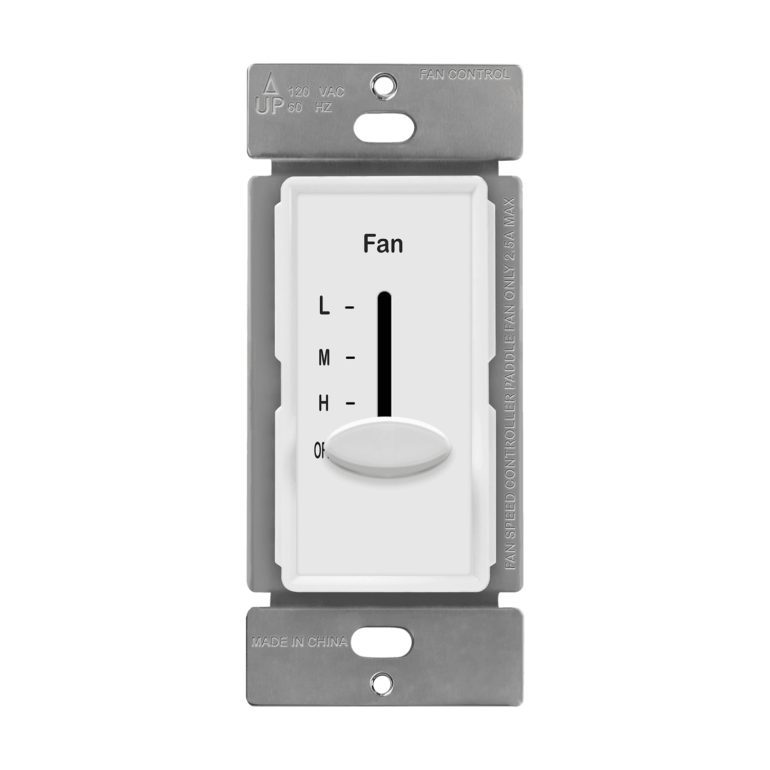 3-Speed Control Slider, Single Pole - White