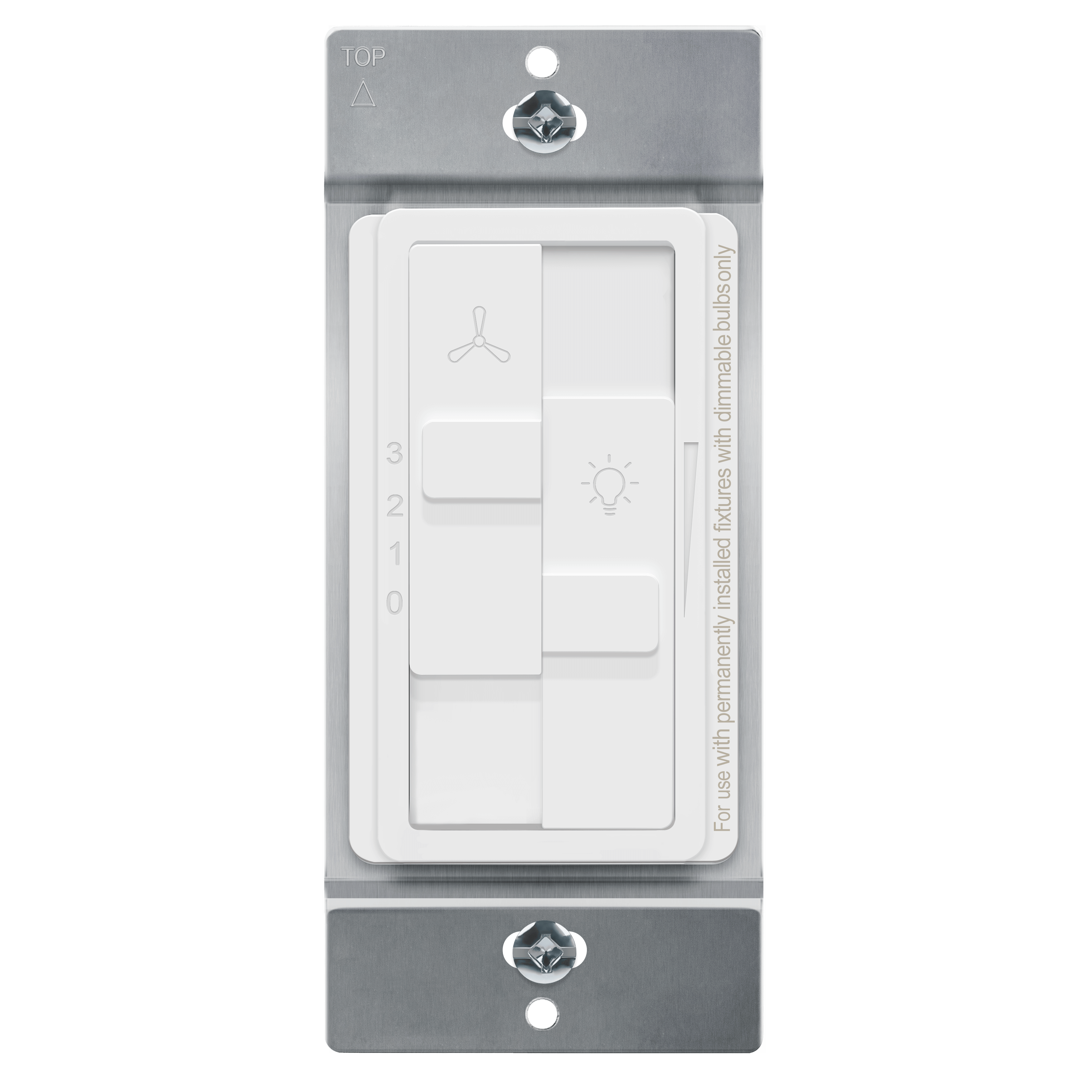 3-Speed Slide Fan Control & LED Dimmer - White