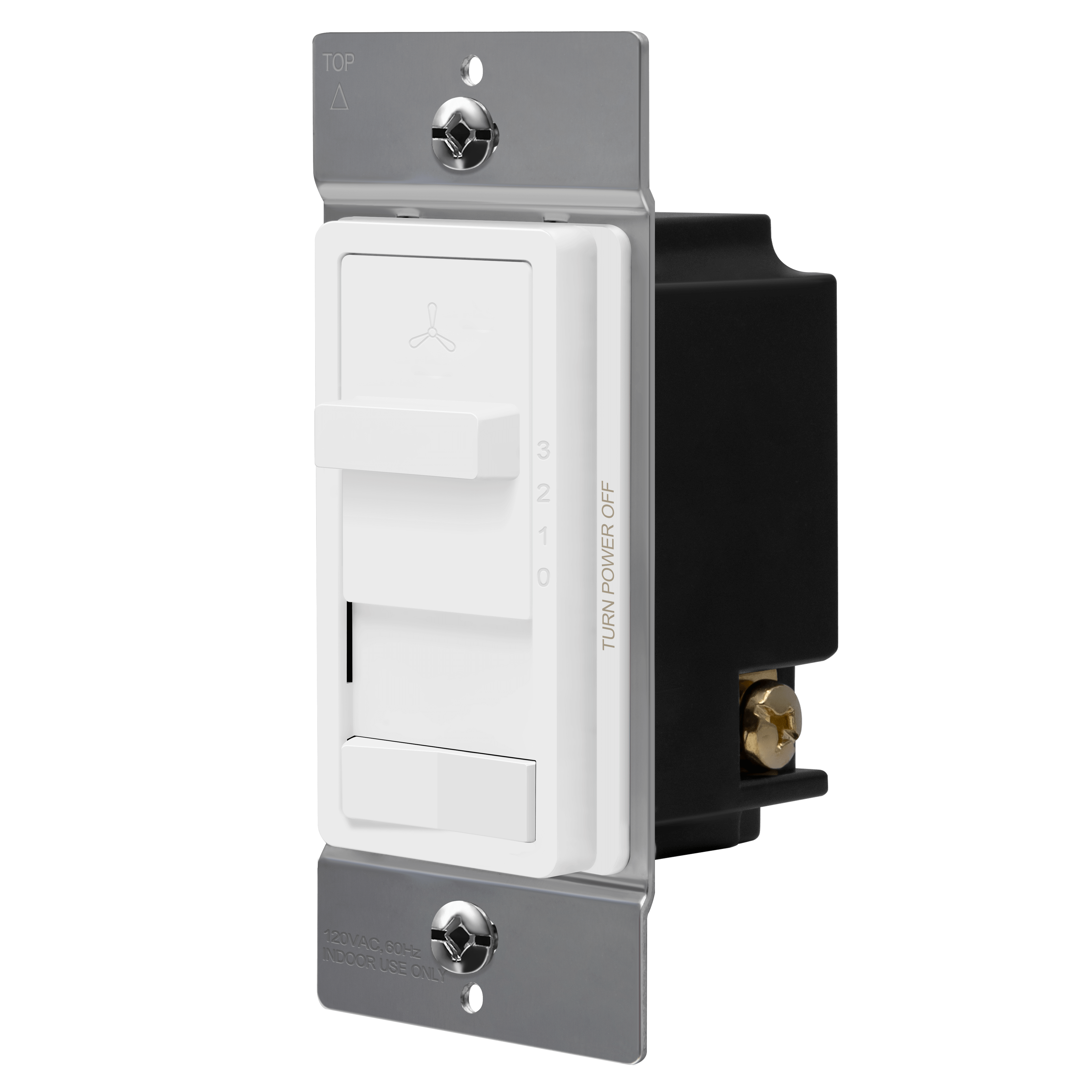 3-Speed Slide Fan Control & Light Switch - White view 3