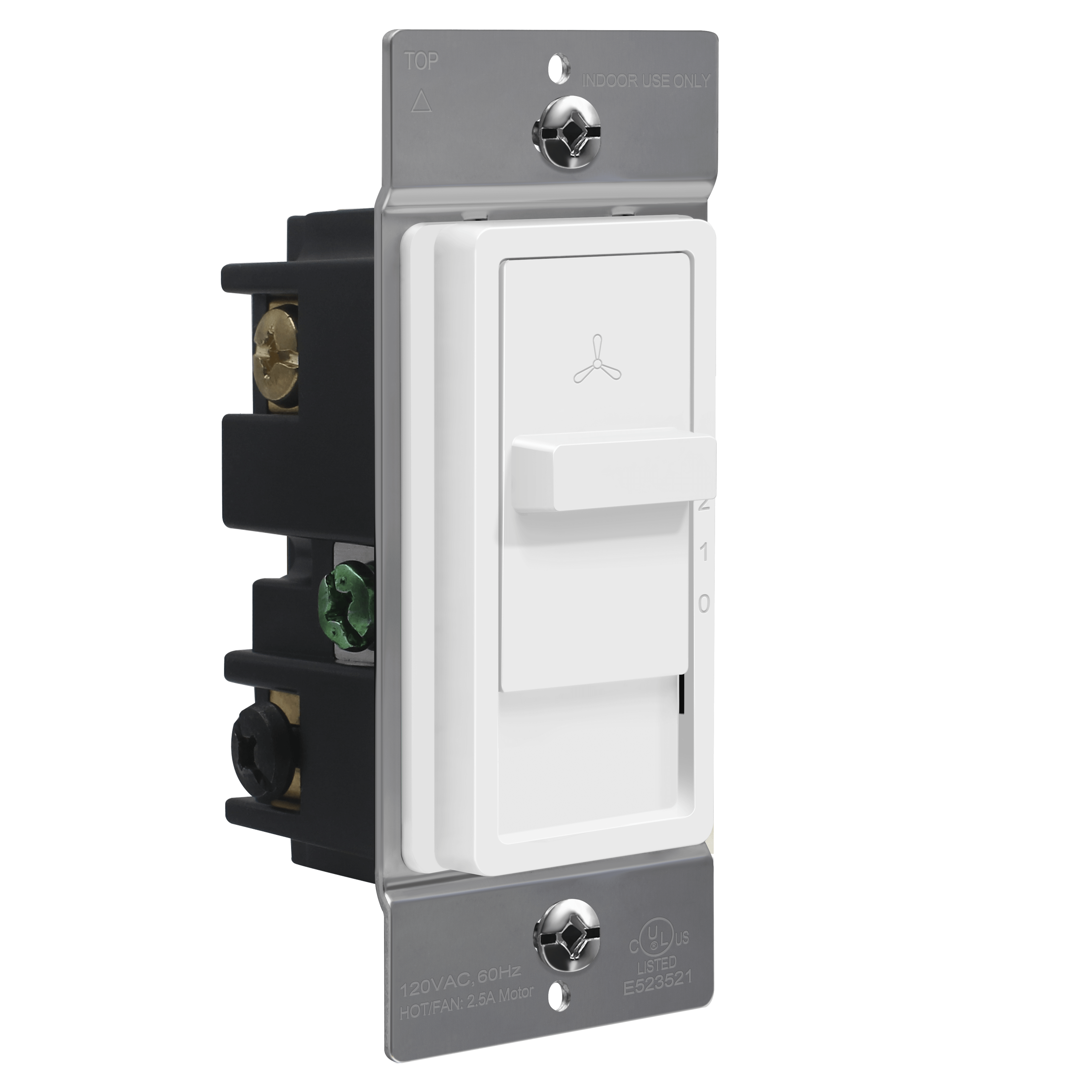 3-Speed Slide Fan Control - White view 2