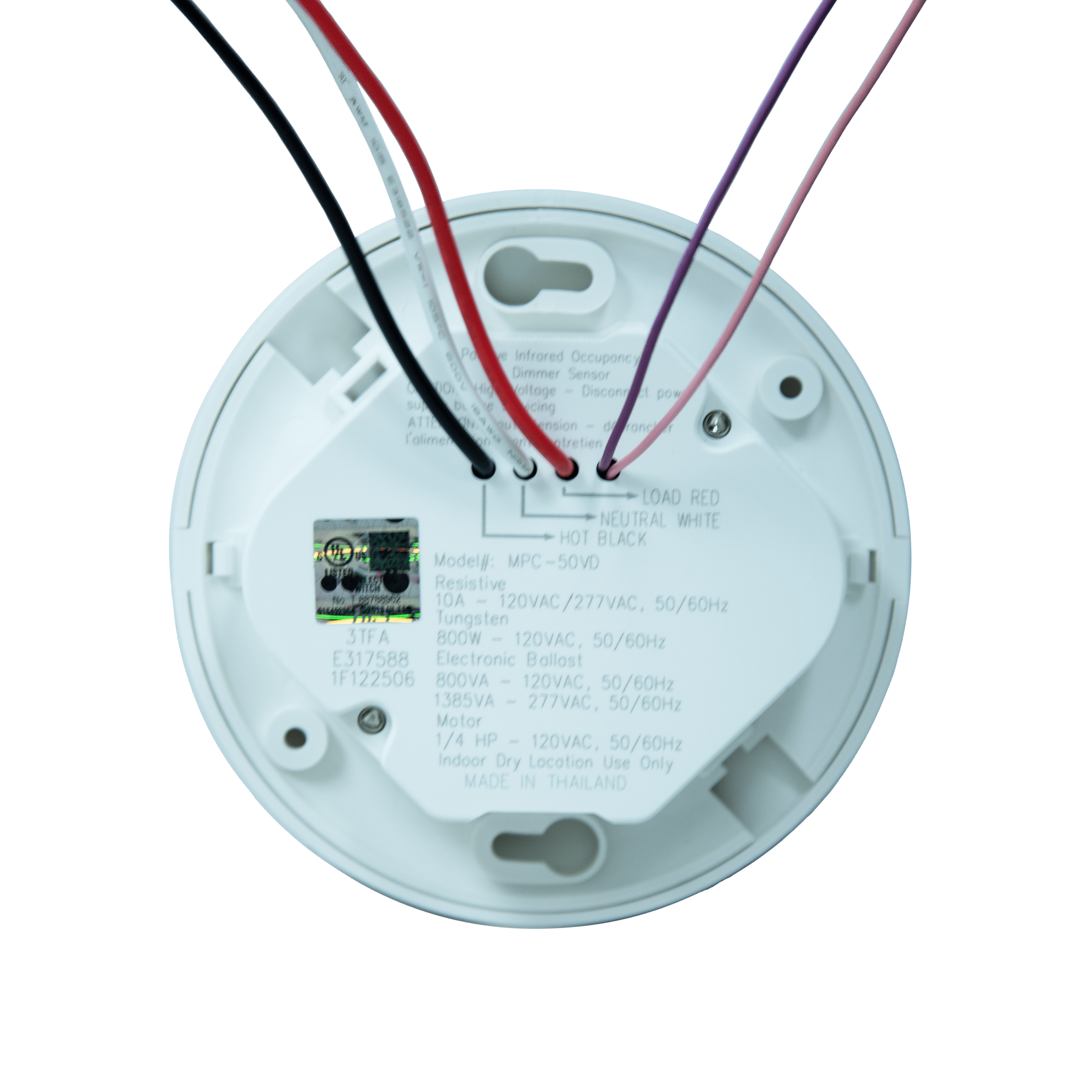 360° Line Voltage PIR Occupancy Ceiling Sensor with 0-10V Dimming - White view 2