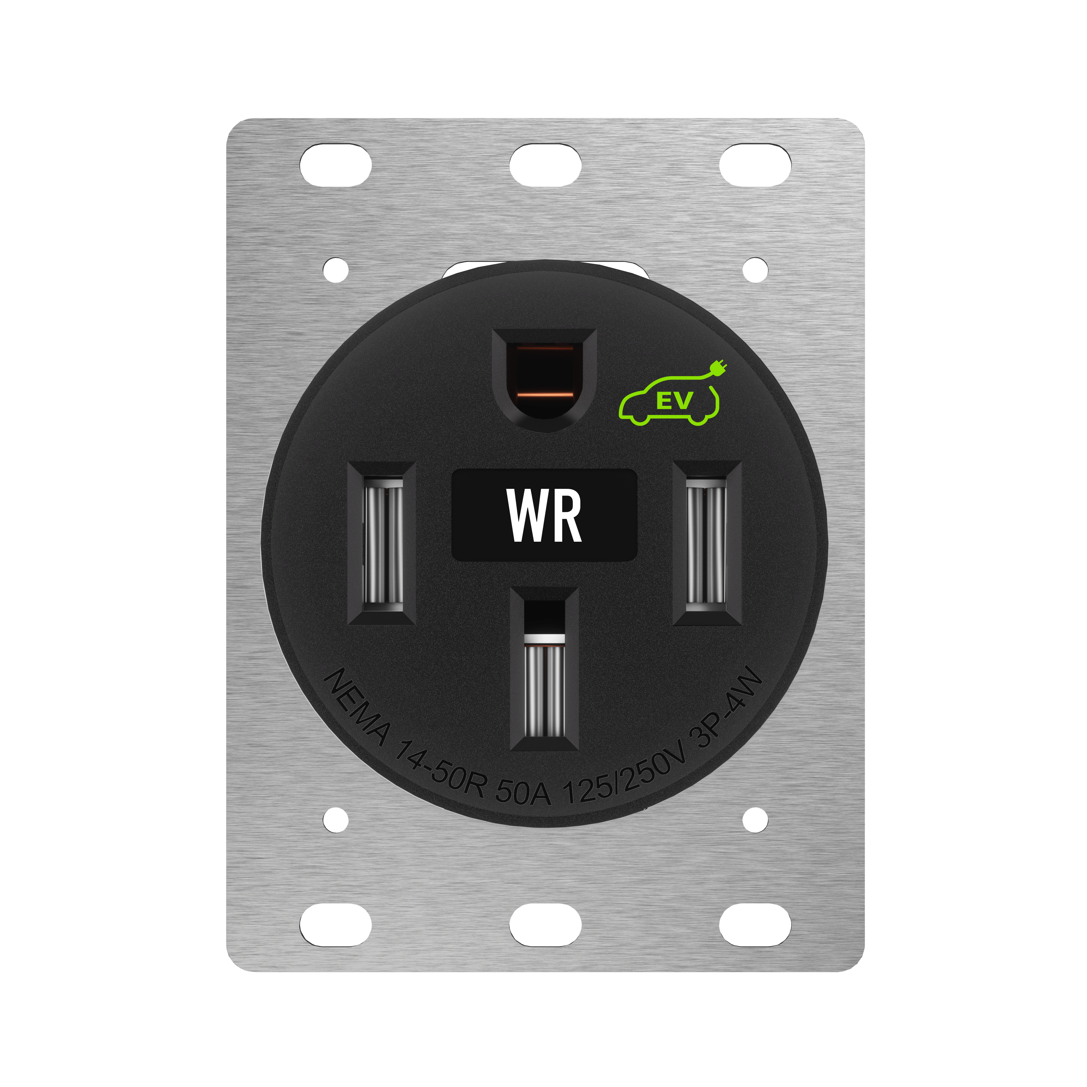 50A EV Charger Receptacle, Heavy Duty, Weather Resistant, 14-50R - Black