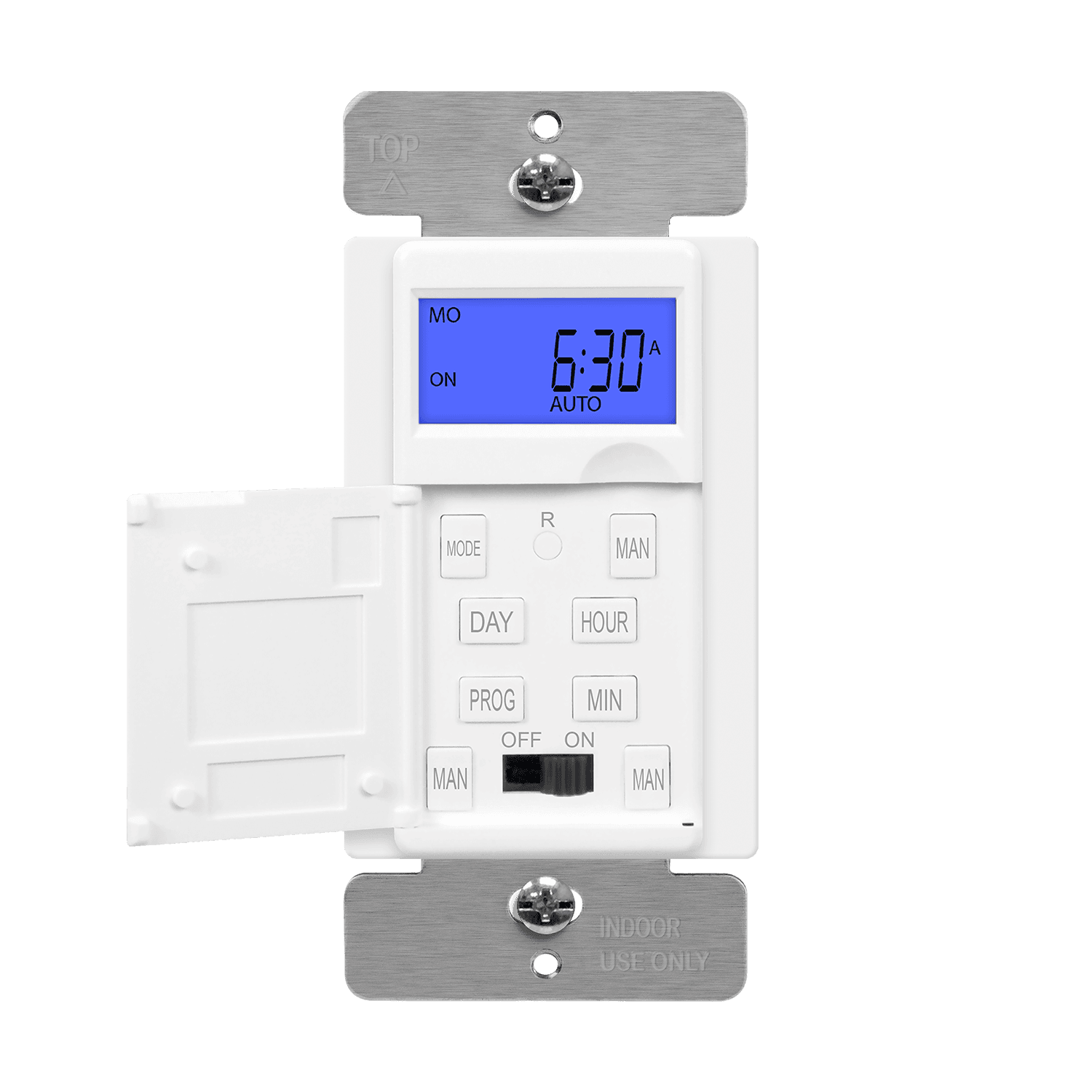 7-Day Digital In-Wall Programmable Timer Switch - White view 2