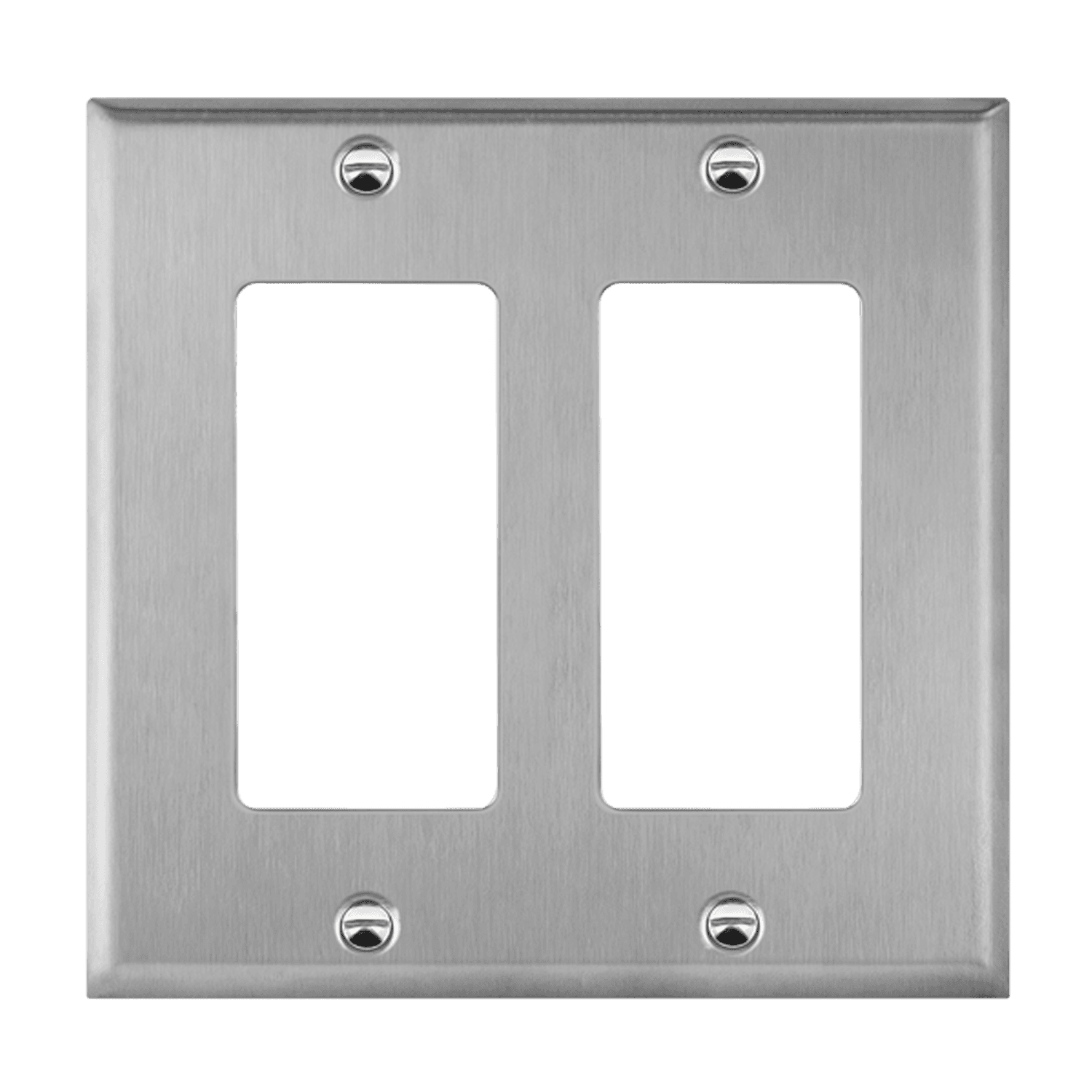Antimicrobial Decorator/GFCI Two-Gang Metal Wall Plate, Mid-Size - Silver