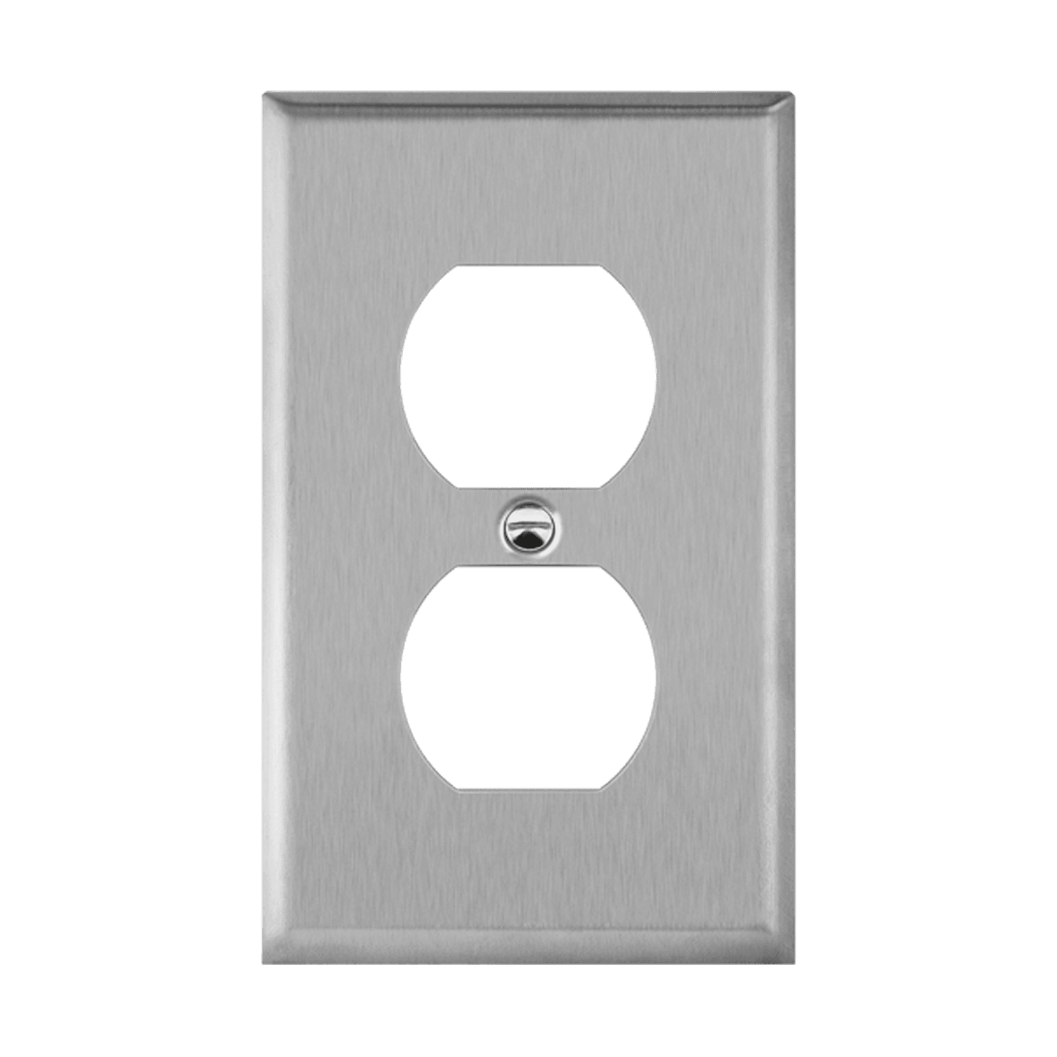Antimicrobial Duplex Receptacle One-Gang Metal Wall Plate, Mid-Size - Silver