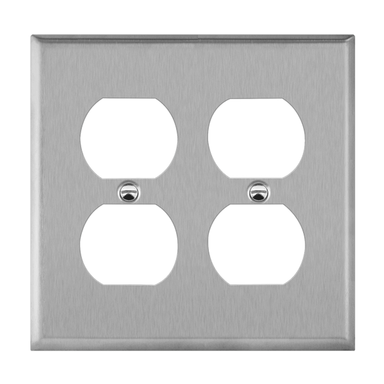 Antimicrobial Duplex Receptacle Two-Gang Metal Wall Plate, Mid-Size - Silver