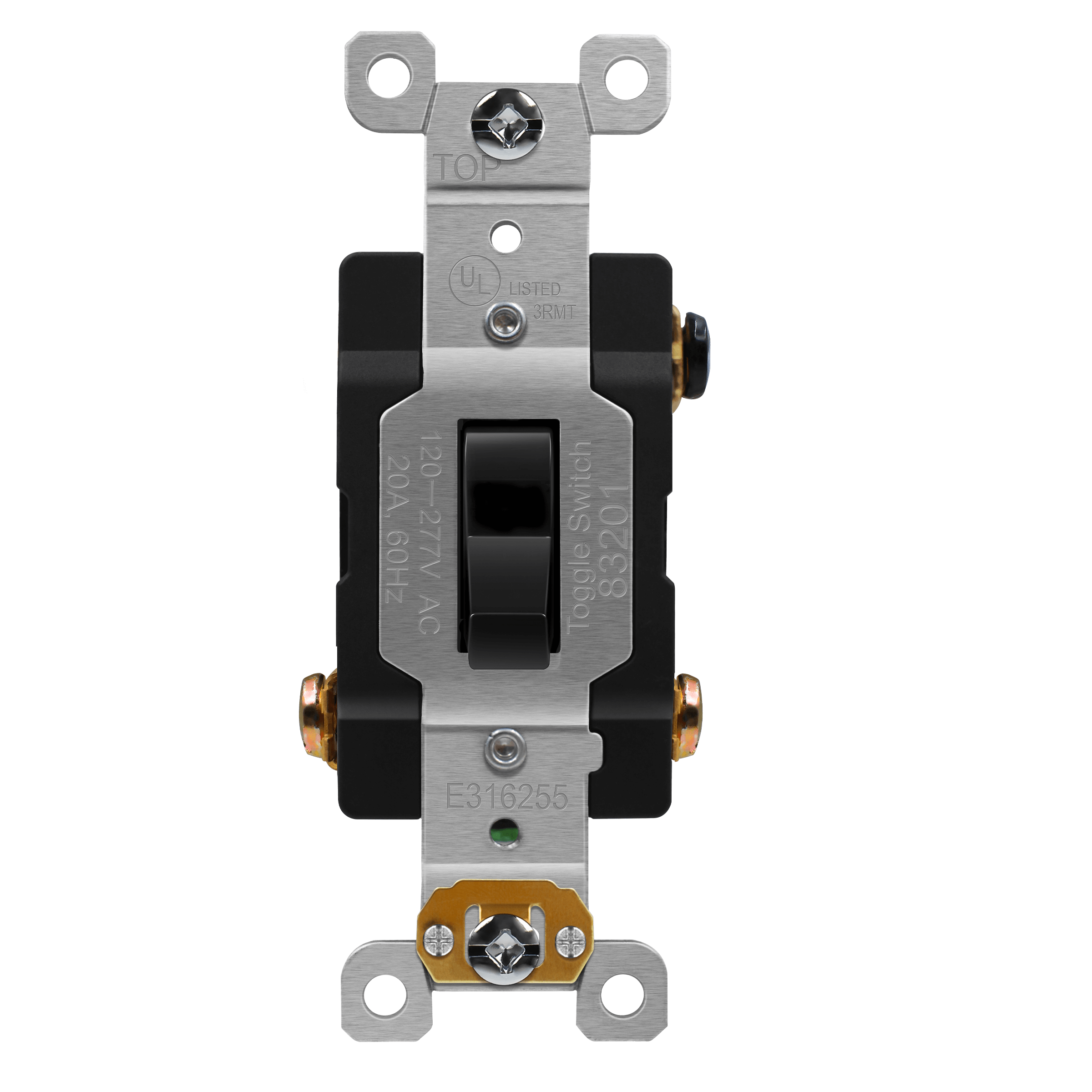 Antimicrobial Industrial Toggle Switch 20A, 3-Way - Black
