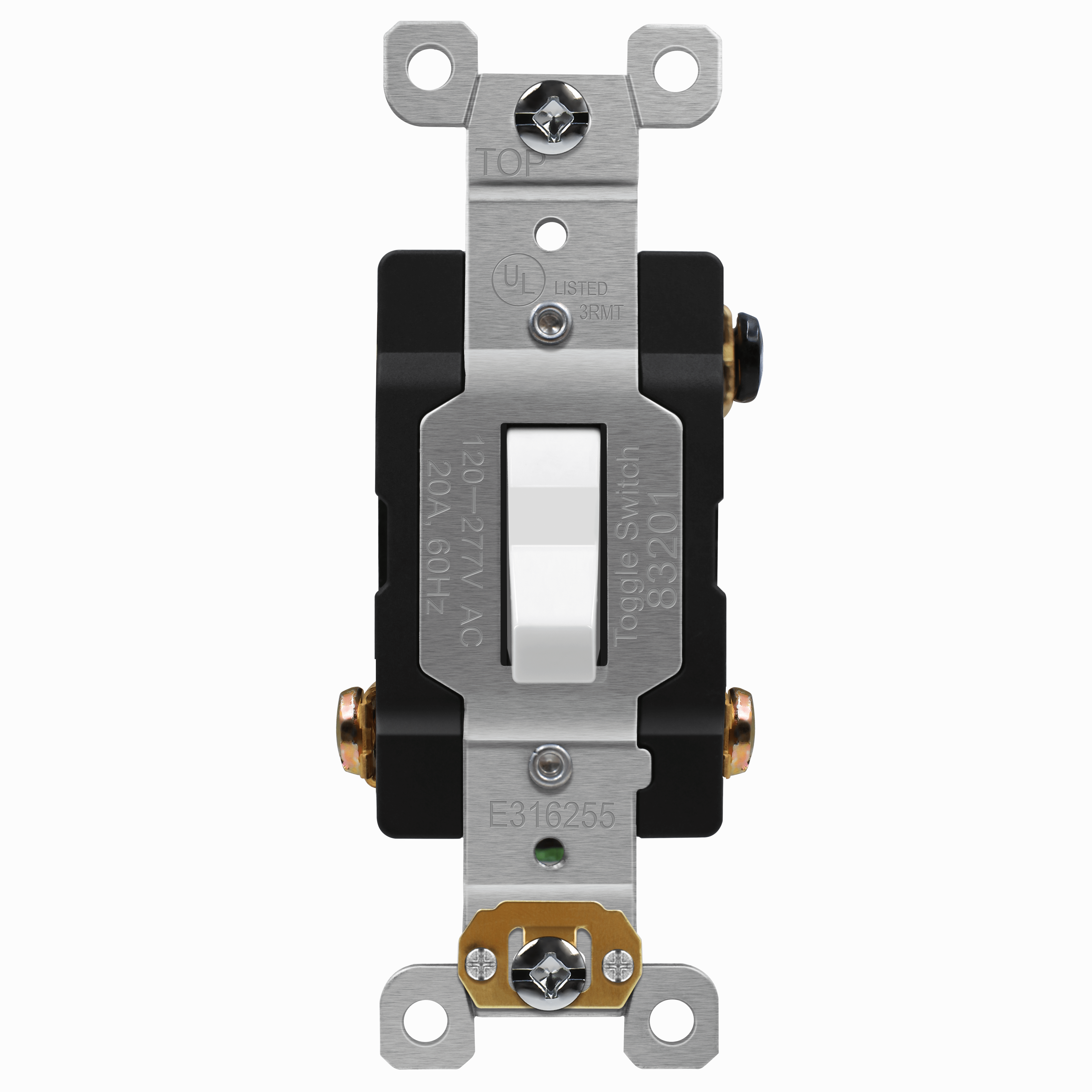 Antimicrobial Industrial Toggle Switch 20A, 3-Way - White