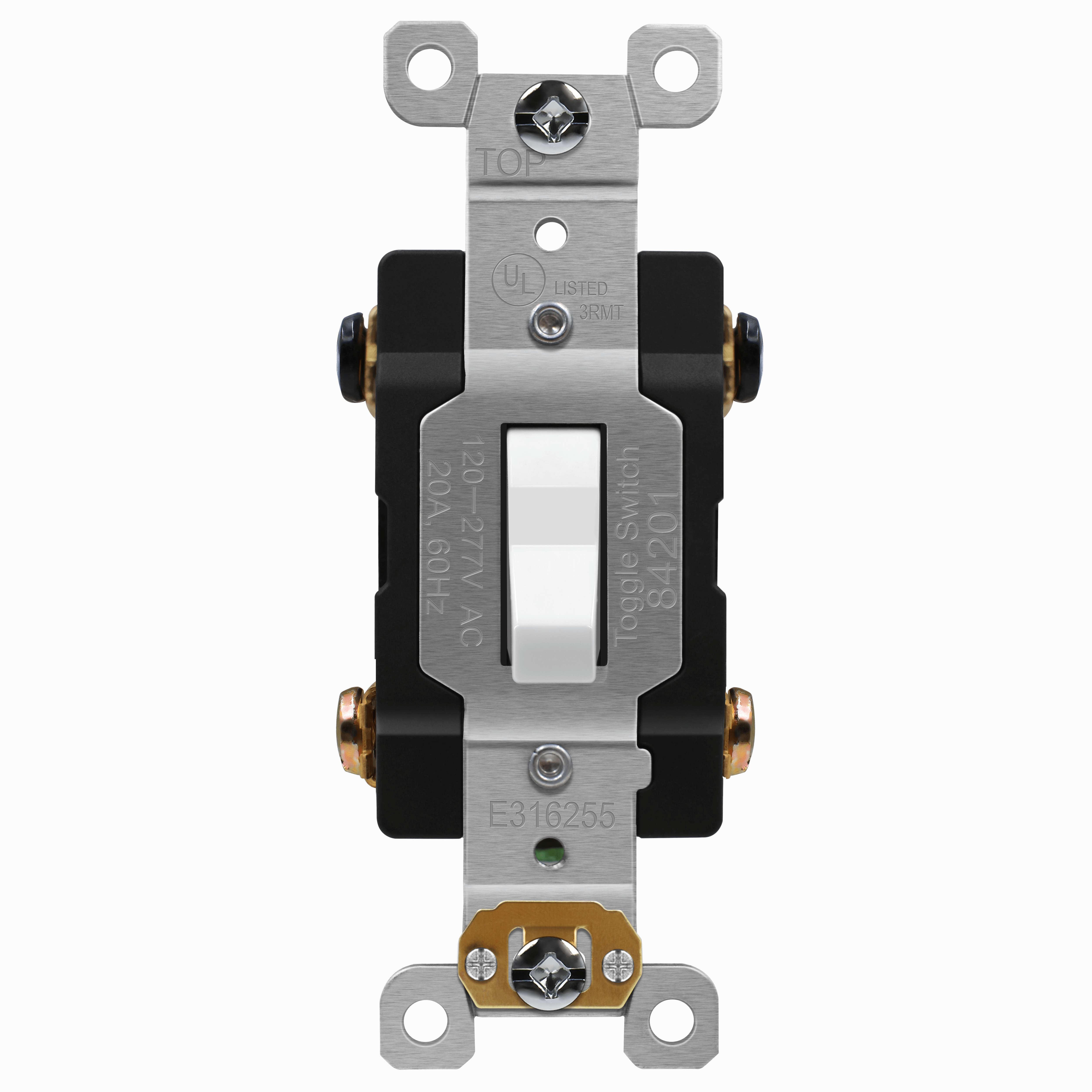 Antimicrobial Industrial Toggle Switch 20A, 4-Way - White
