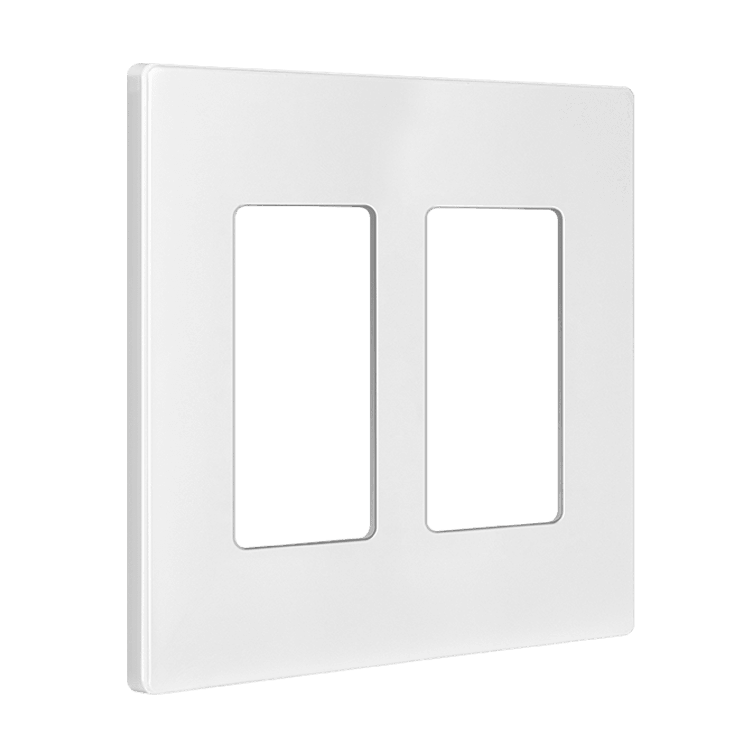 Antimicrobial Screwless Decorator/GFCI Two-Gang Wall Plate Mid-Size - White view 2