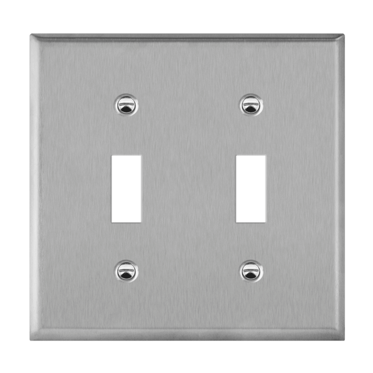 Antimicrobial Toggle Switch Two-Gang Metal Wall Plate, Mid-Size - Silver