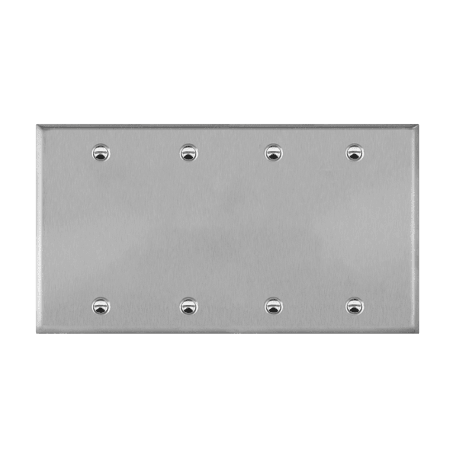 Blank Cover Four-Gang Metal Wall Plate - Silver