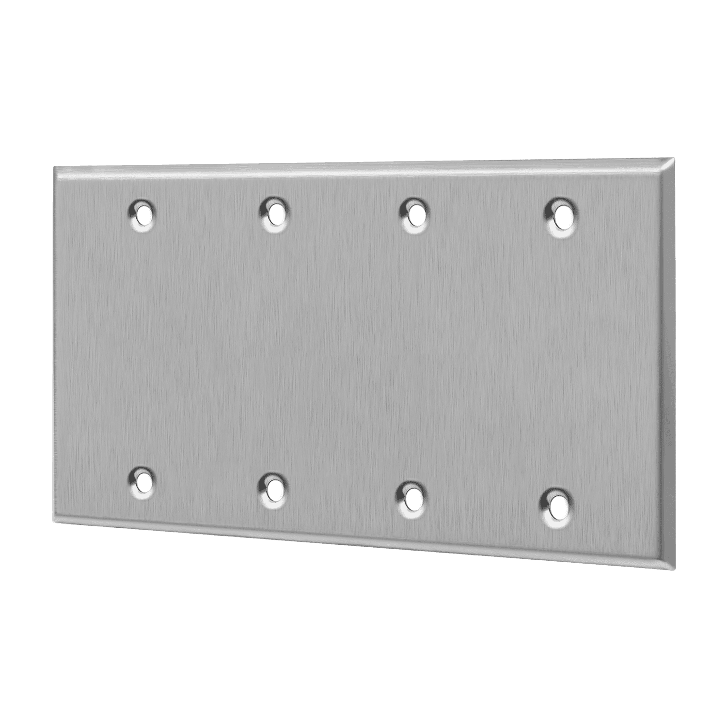 Blank Cover Four-Gang Metal Wall Plate - Silver view 2