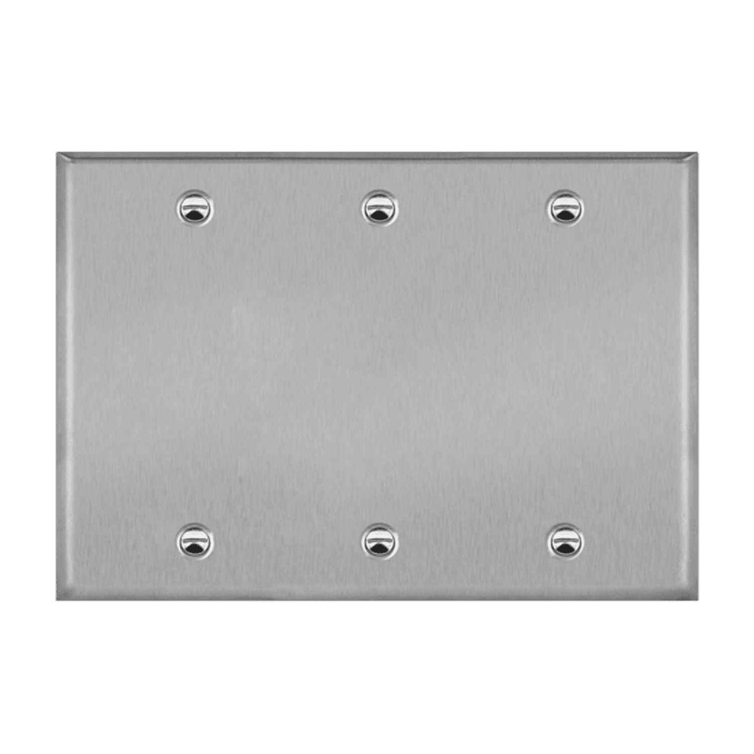 Blank Cover Three-Gang Metal Wall Plate - Silver