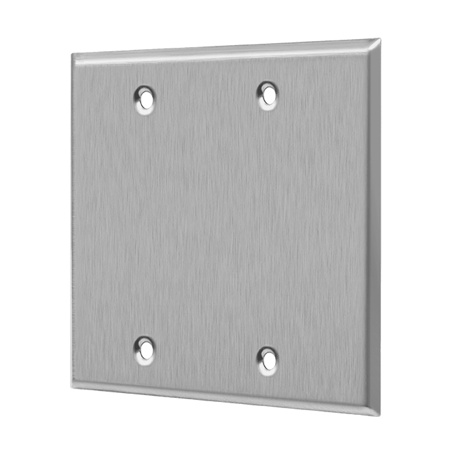 Blank Cover Two-Gang Metal Wall Plate - Silver view 2