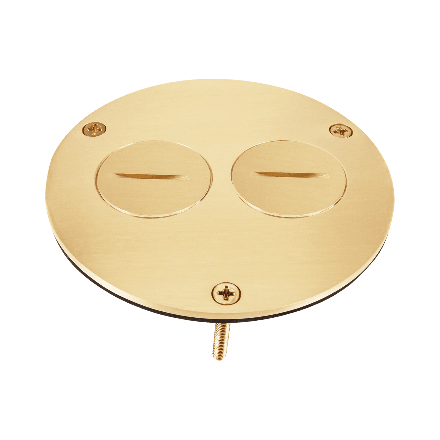 4” Dia. Flush Round Cover Plate with 20A Duplex Tamper & Weather Resistant Receptacle - Brass