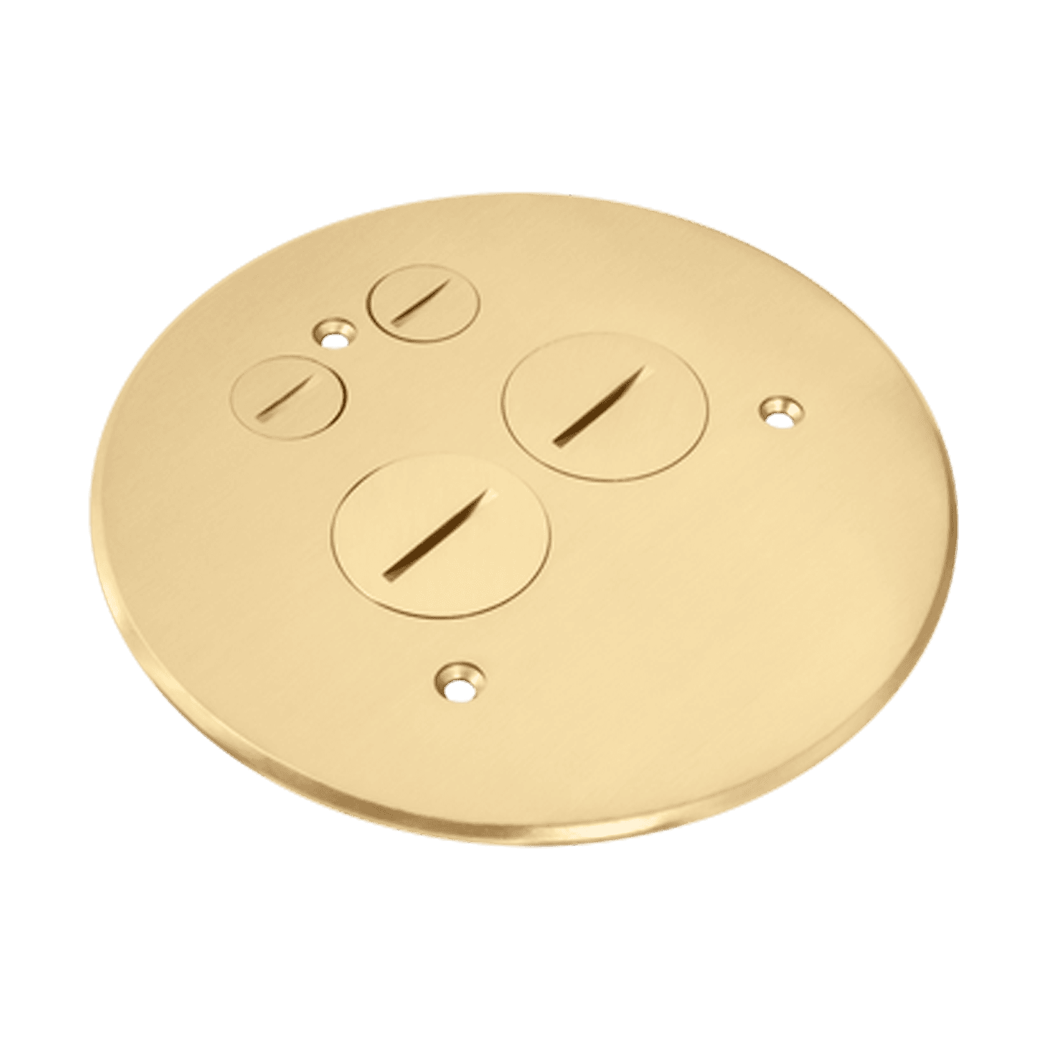5-1/2” Dia. Flush Round Cover Plate with 20A Duplex Tamper & Weather Resistant Receptacle - Brass