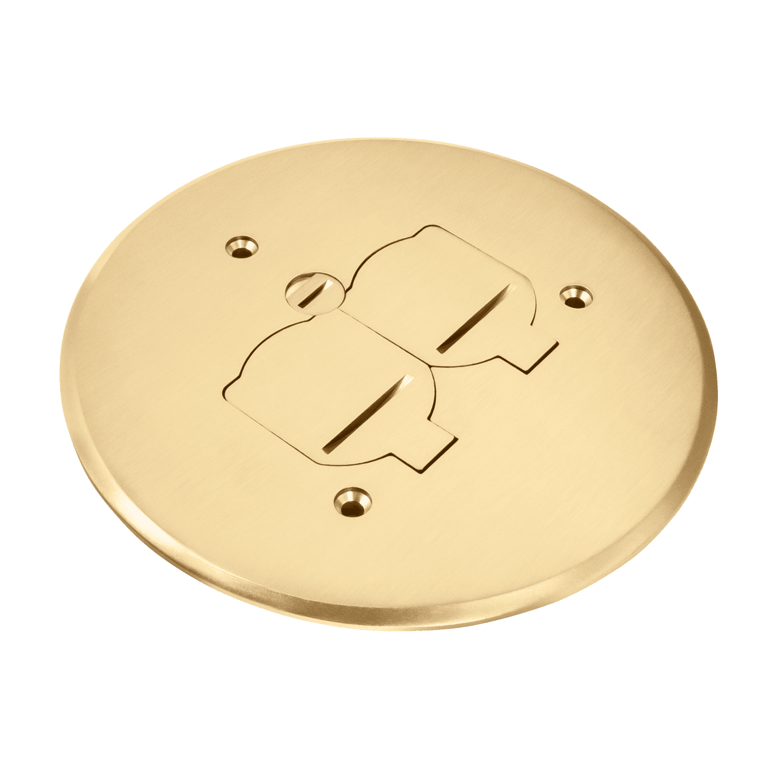 5-3/4” Dia. Flush Round Flip Lid Cover Plate with 20A Duplex Tamper & Weather Resistant Receptacle - Brass