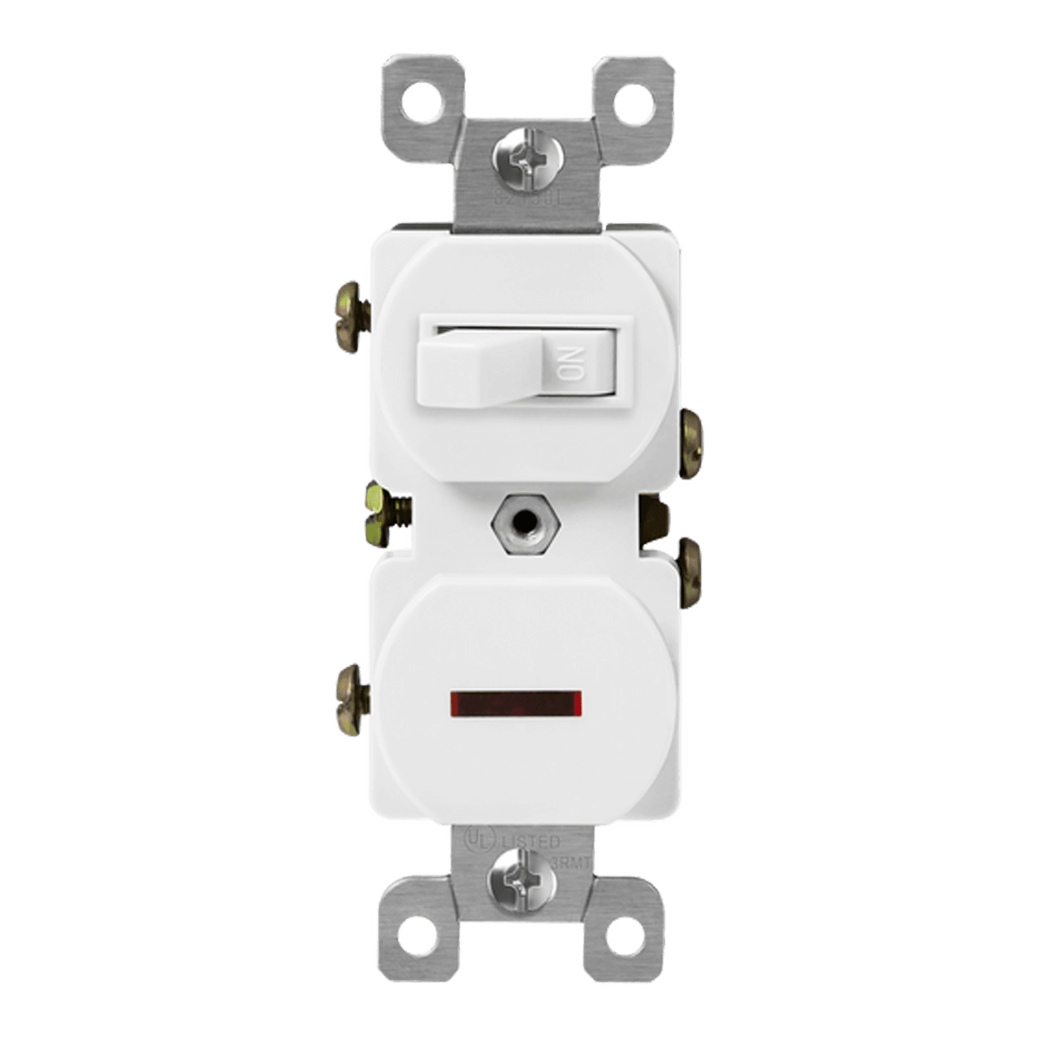 Combination 15A Switch/Pilot Light, Single Pole - White