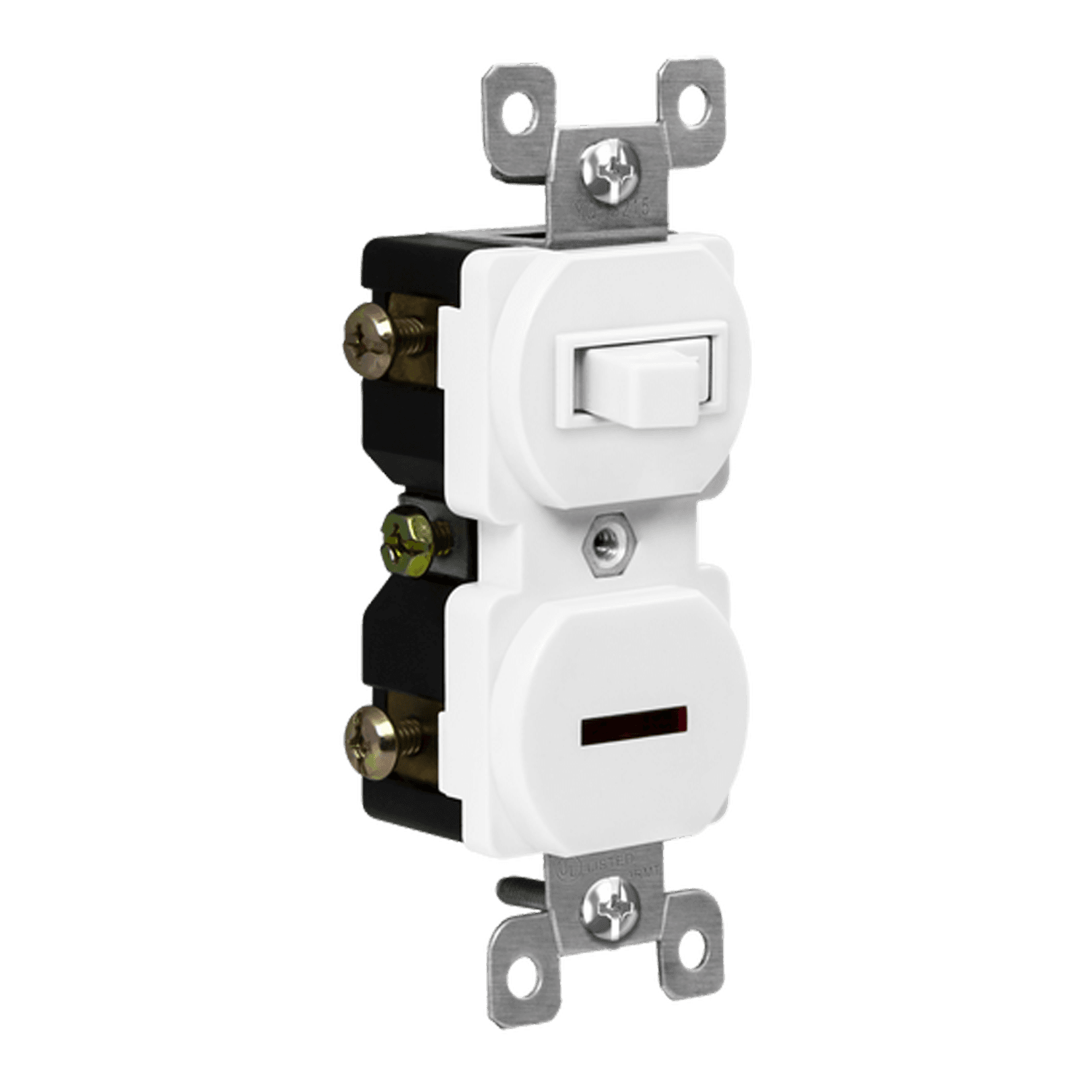 Combination 15A Switch/Pilot Light, Single Pole - White view 2