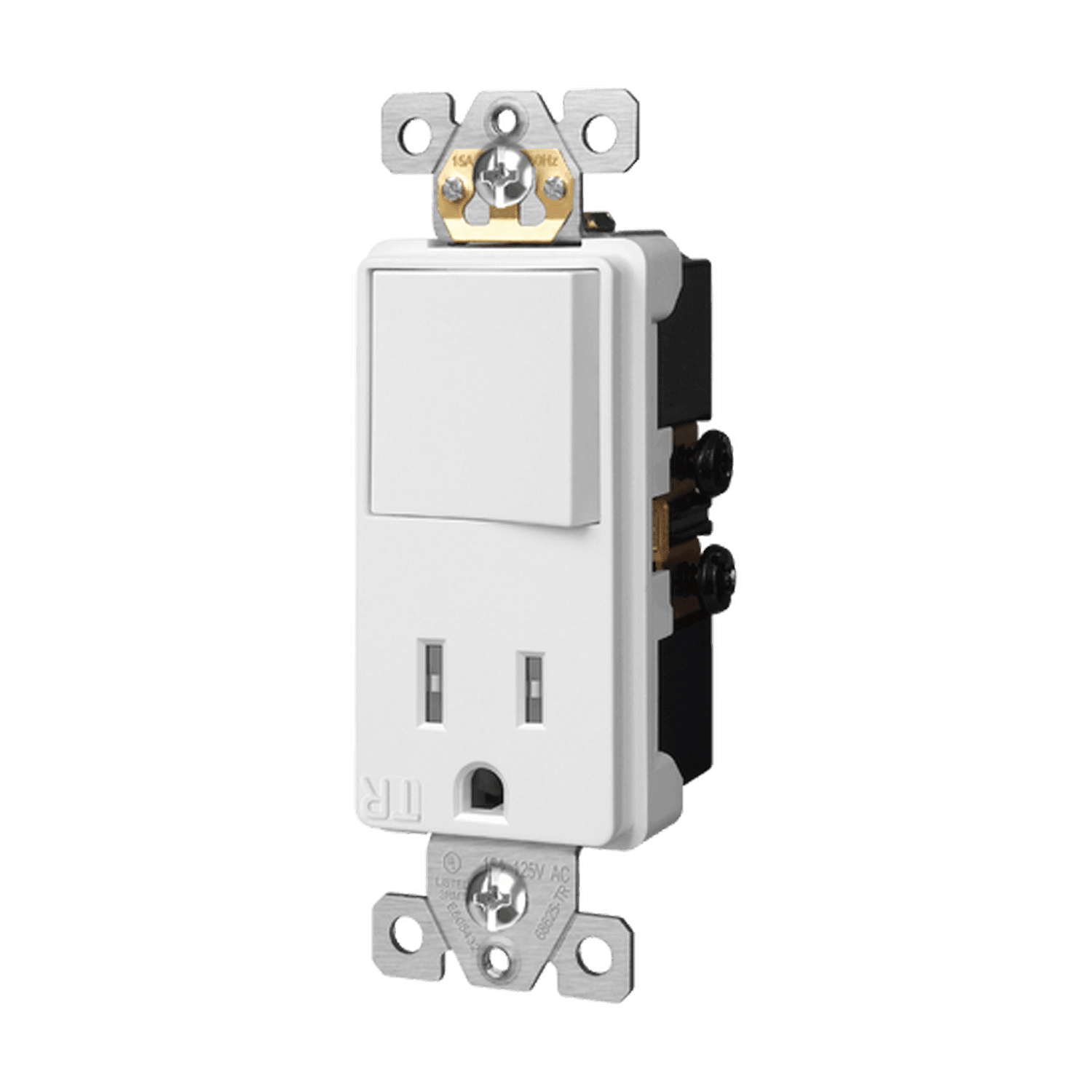 Combination 15A Switch/Tamper-Resistant Receptacle, Single Pole - White view 2