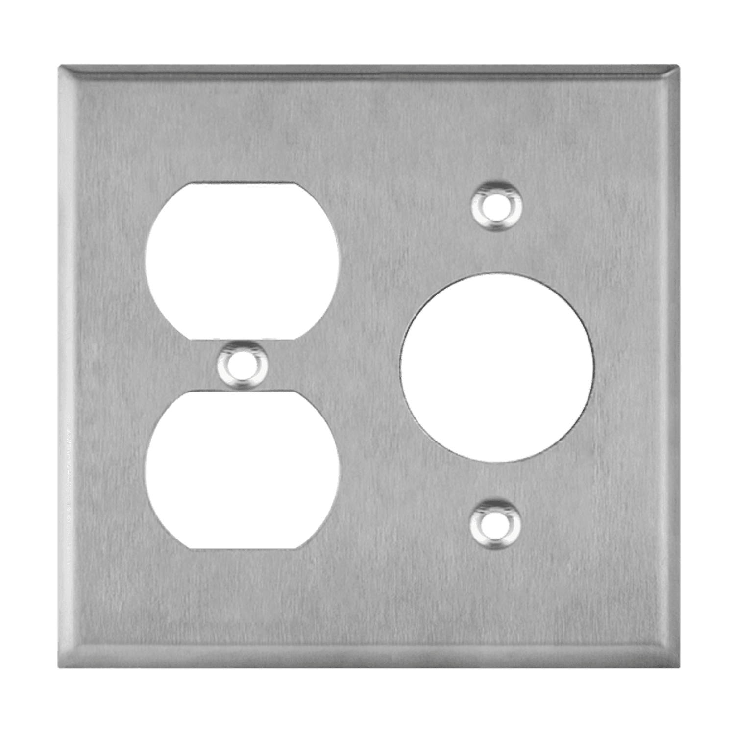 Combination Duplex Receptacle and Single Receptacle Two-Gang Metal Wall Plate - Silver