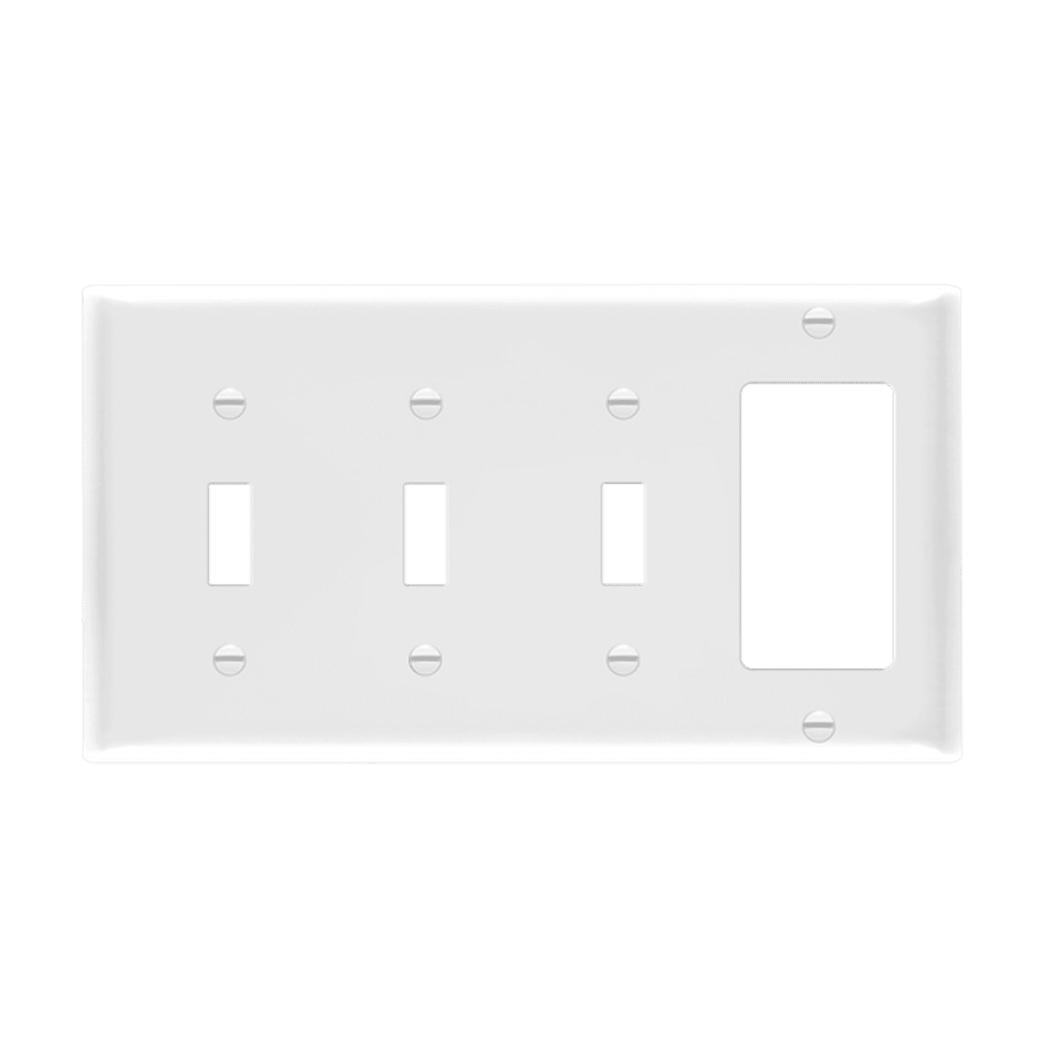 Combination Four-Gang Wall Plate 3 Toggles and Decorator/GFCI - White