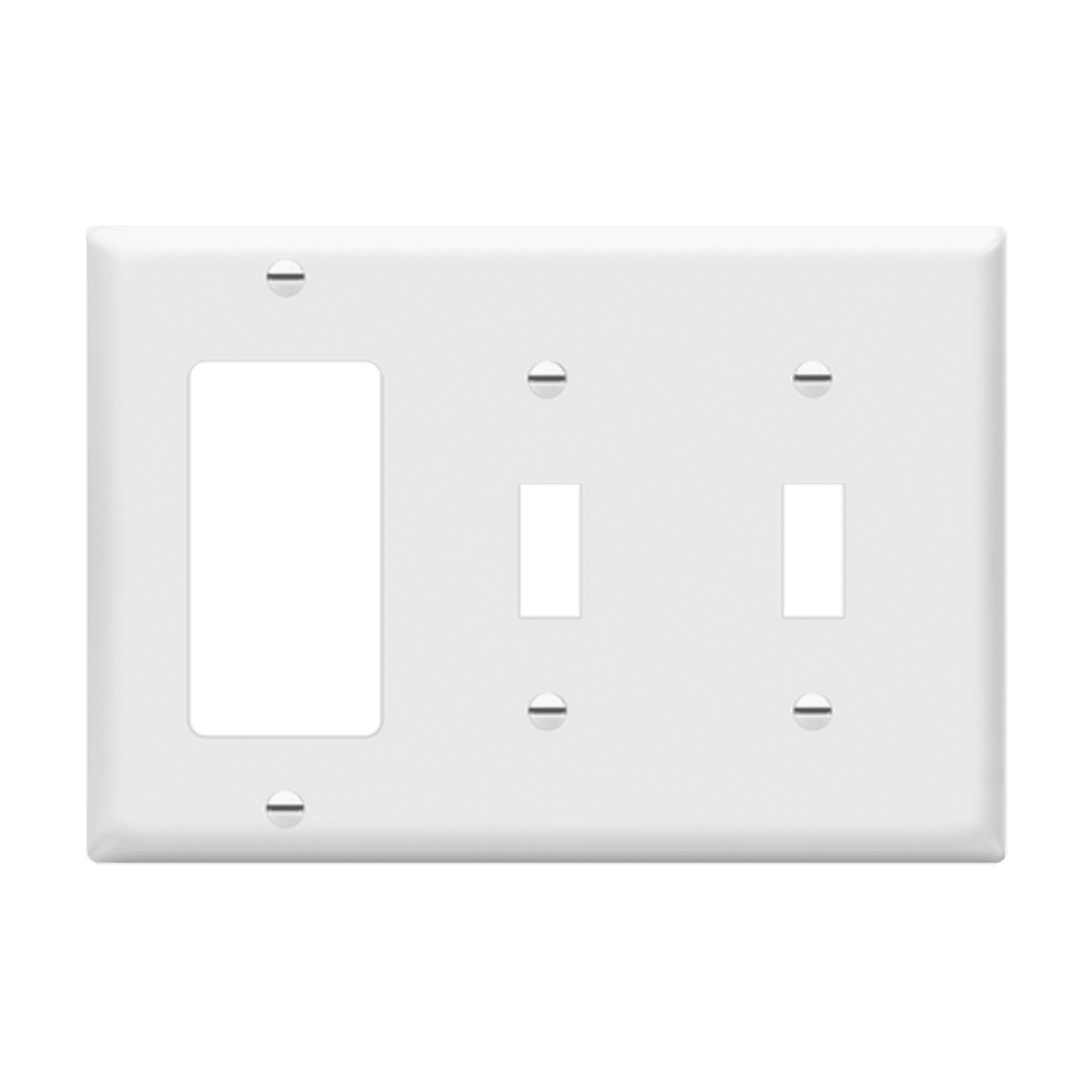 Combination Three-Gang Wall Plate 2 Toggles and Decorator/GFCI - White