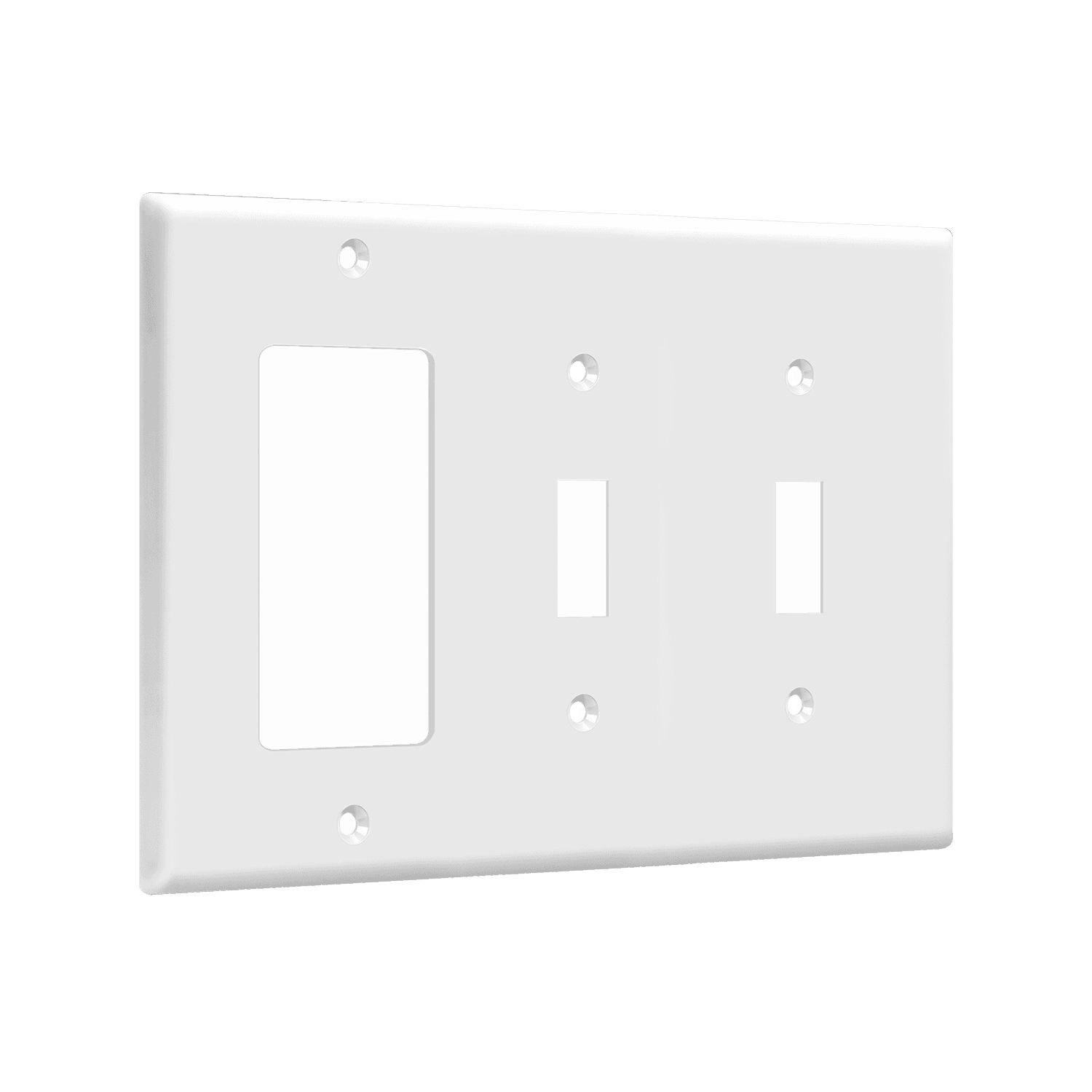Combination Three-Gang Wall Plate 2 Toggles and Decorator/GFCI - White view 2