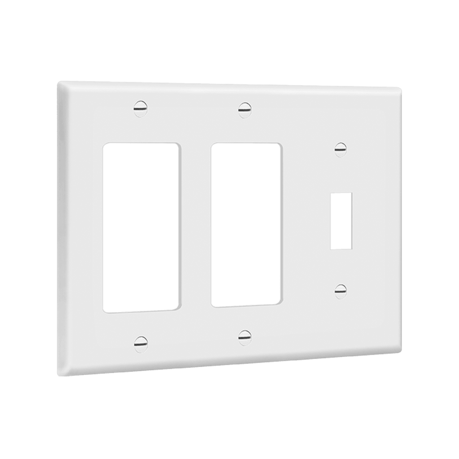Combination Three-Gang Wall Plate Toggle and 2 Decorator/GFCI - White view 2