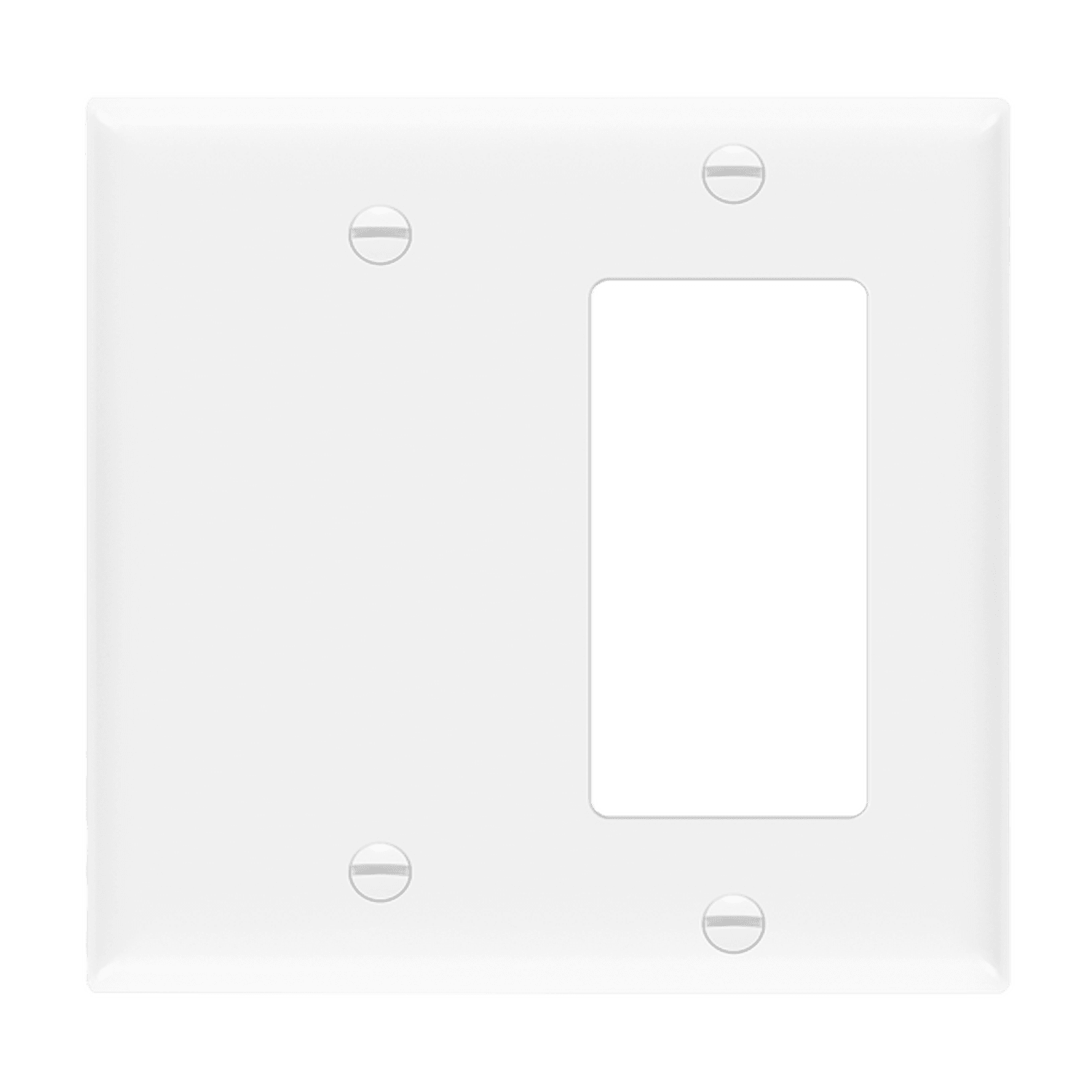 Combination Two-Gang Wall Plate – Blank and Decorator/GFCI - White