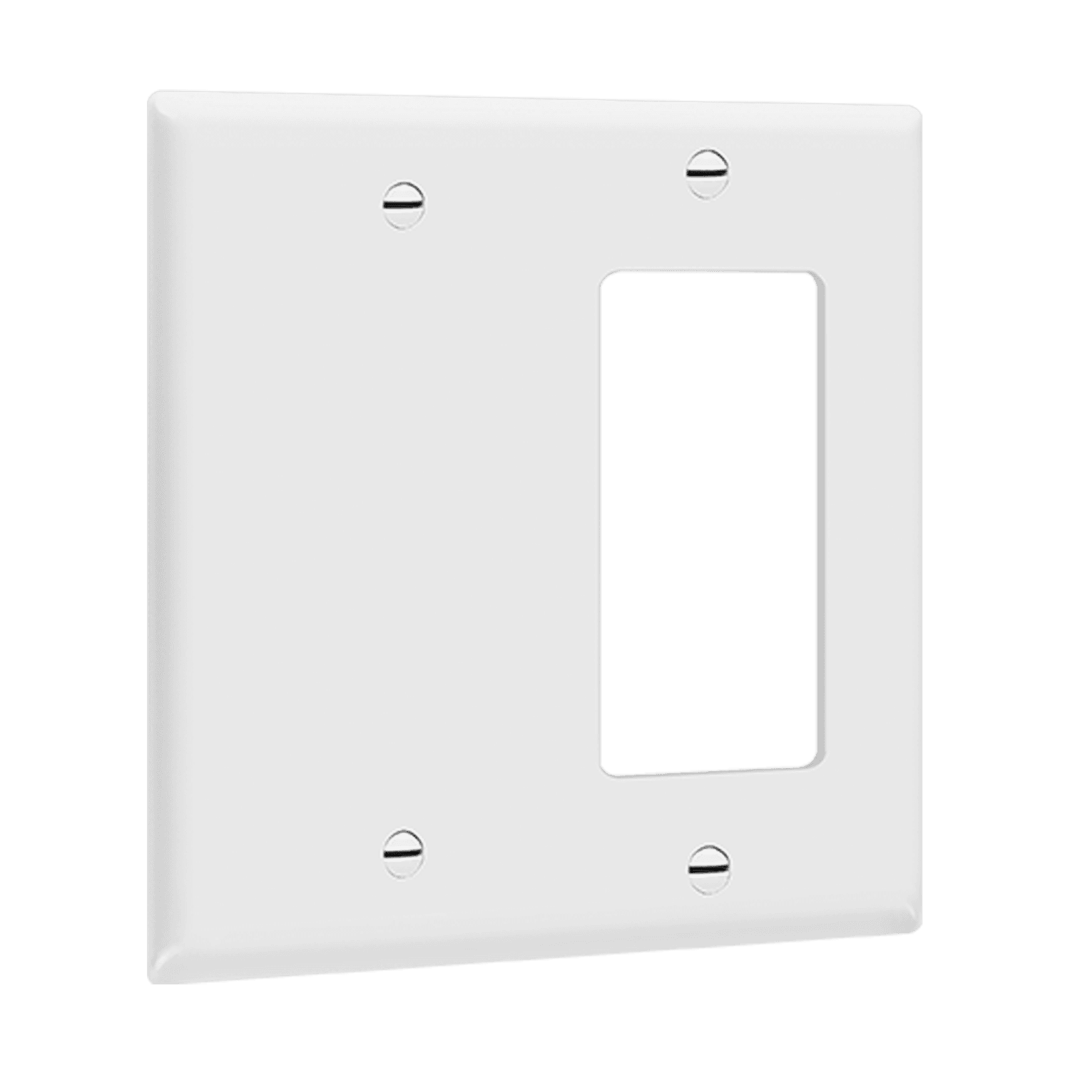 Combination Two-Gang Wall Plate – Blank and Decorator/GFCI - White view 2