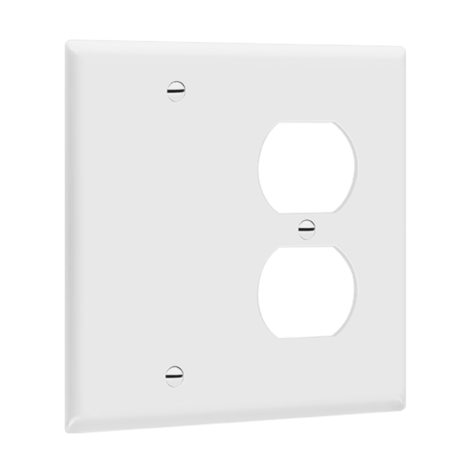 Combination Two-Gang Wall Plate � Blank and Duplex Receptacle - White view 2