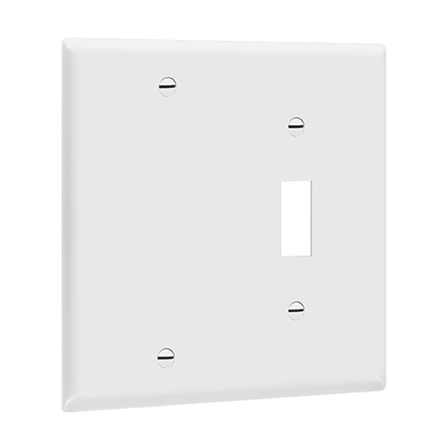 Combination Two-Gang Wall Plate – Blank and Toggle - White view 2