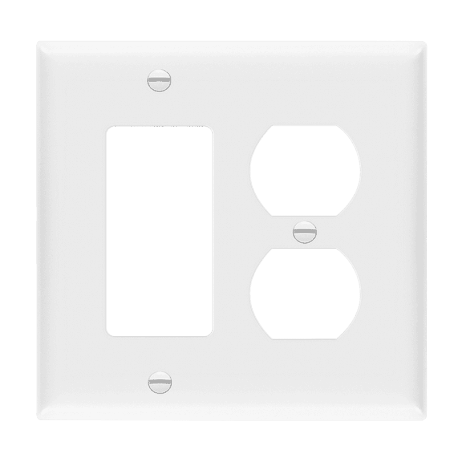 Combination Two-Gang Wall Plate Duplex Receptacle and Decorator/GFCI, Mid-Size - White