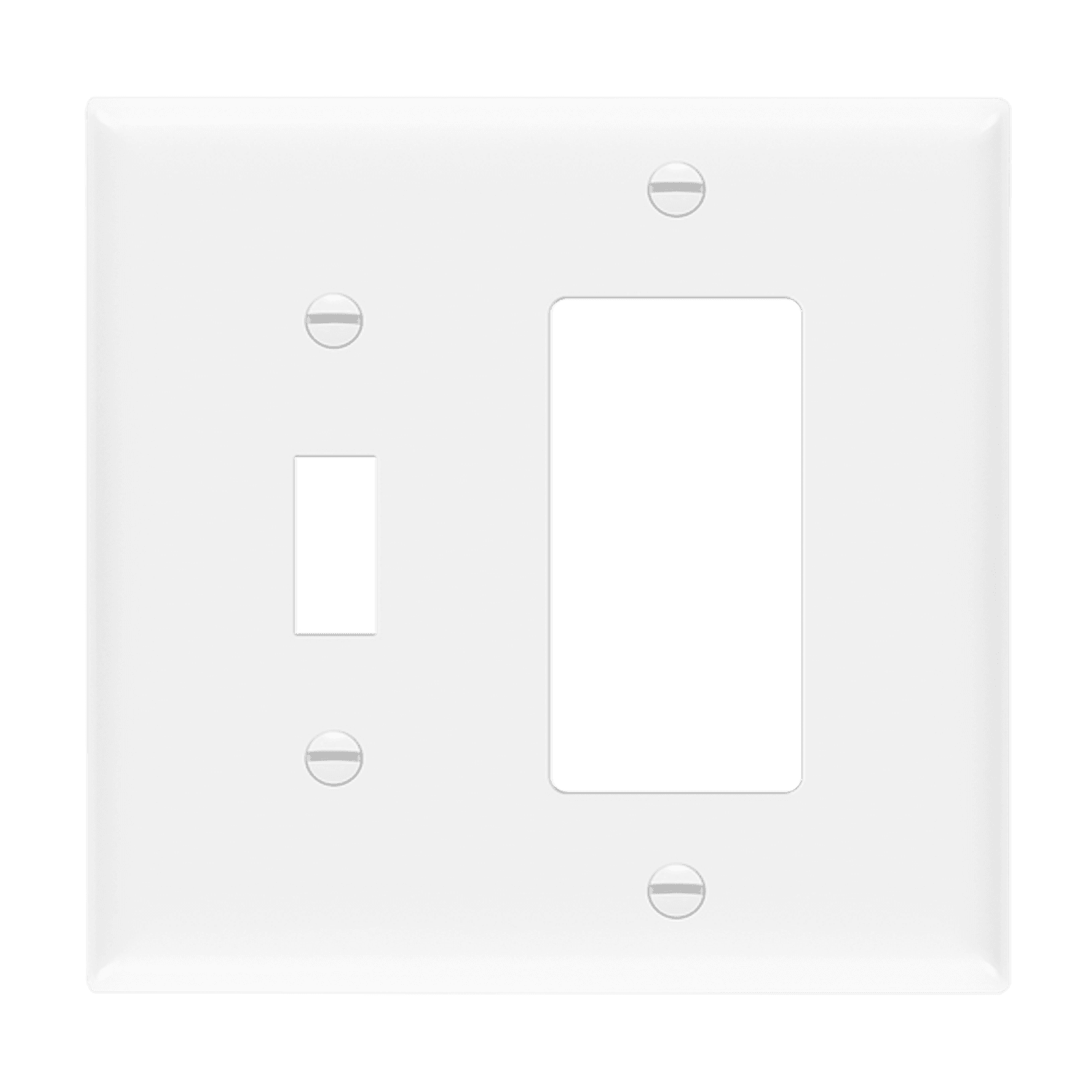 Combination Two-Gang Wall Plate Toggle and Decorator/GFCI, Mid-Size - White