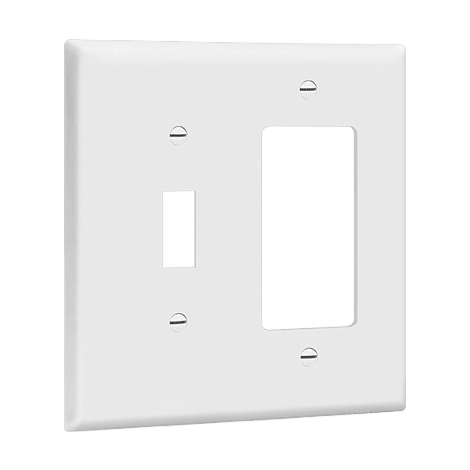 Combination Two-Gang Wall Plate Toggle and Decorator/GFCI, Mid-Size - White view 2