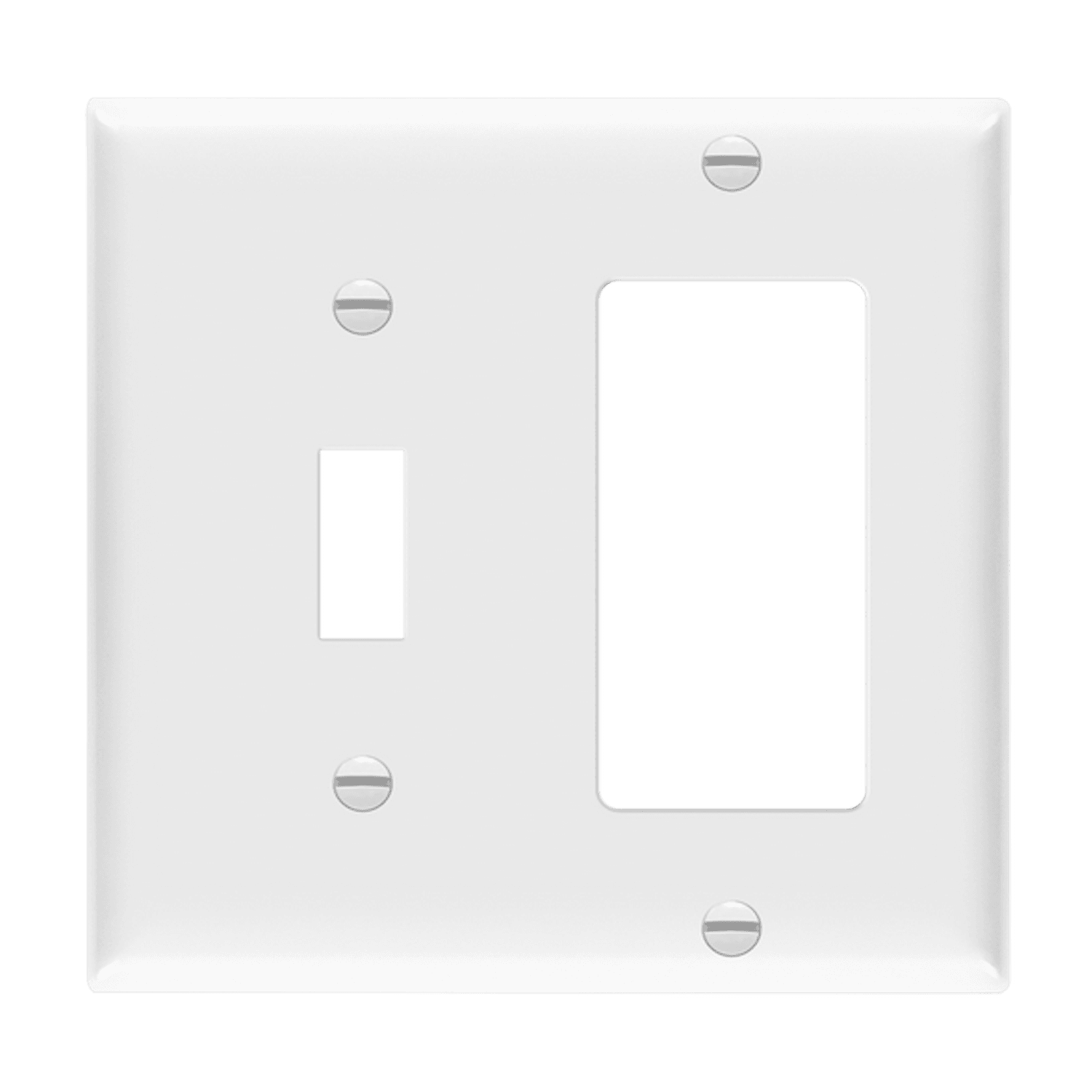 Combination Two-Gang Wall Plate Toggle and Decorator/GFCI - White