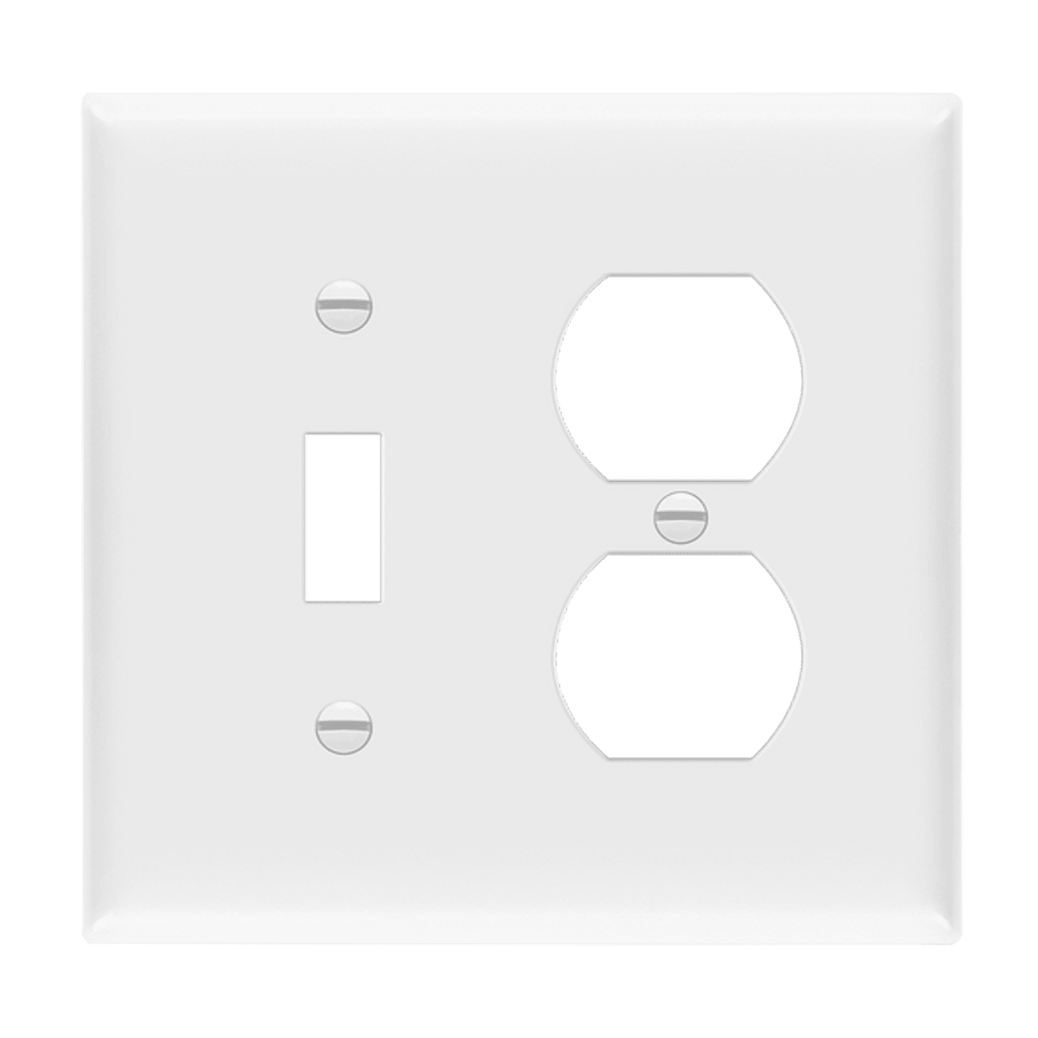 Combination Two-Gang Wall Plate – Toggle and Duplex Receptacle, Mid-Size - White